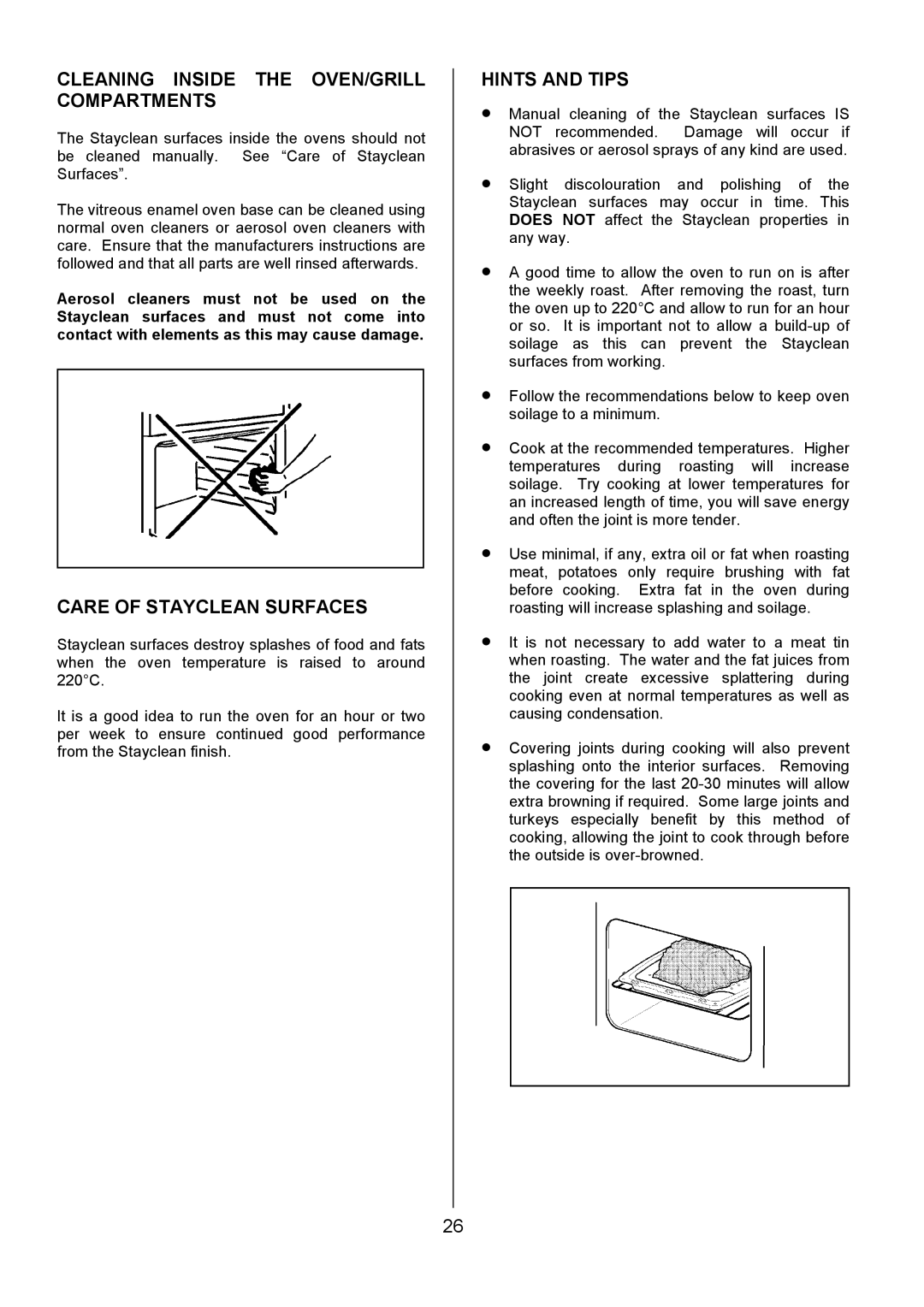 Tricity Bendix SB431 installation instructions Cleaning Inside the OVEN/GRILL Compartments, Care of Stayclean Surfaces 