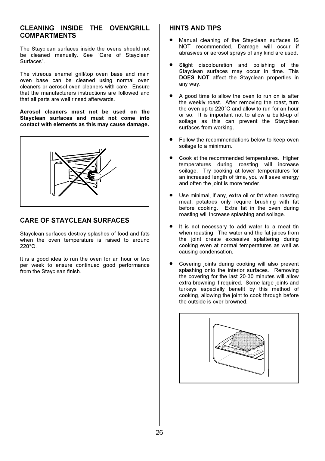 Tricity Bendix SB432 installation instructions Cleaning Inside the OVEN/GRILL Compartments, Care of Stayclean Surfaces 