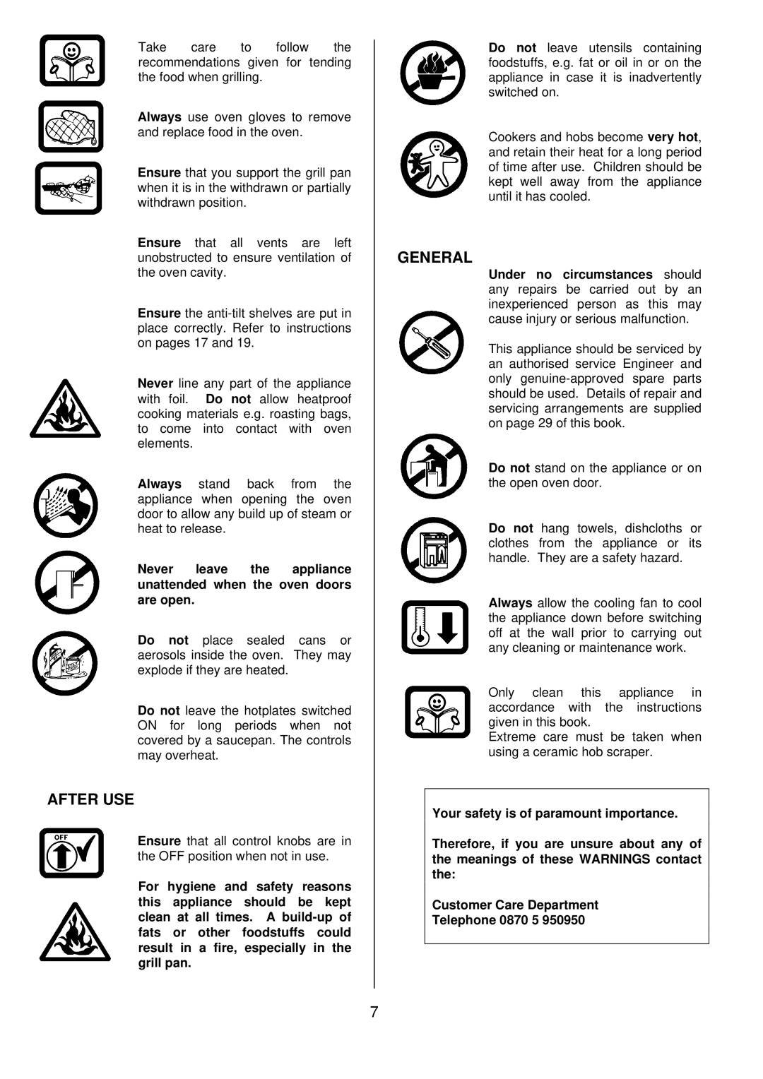 Tricity Bendix SB462 installation instructions After USE, General 