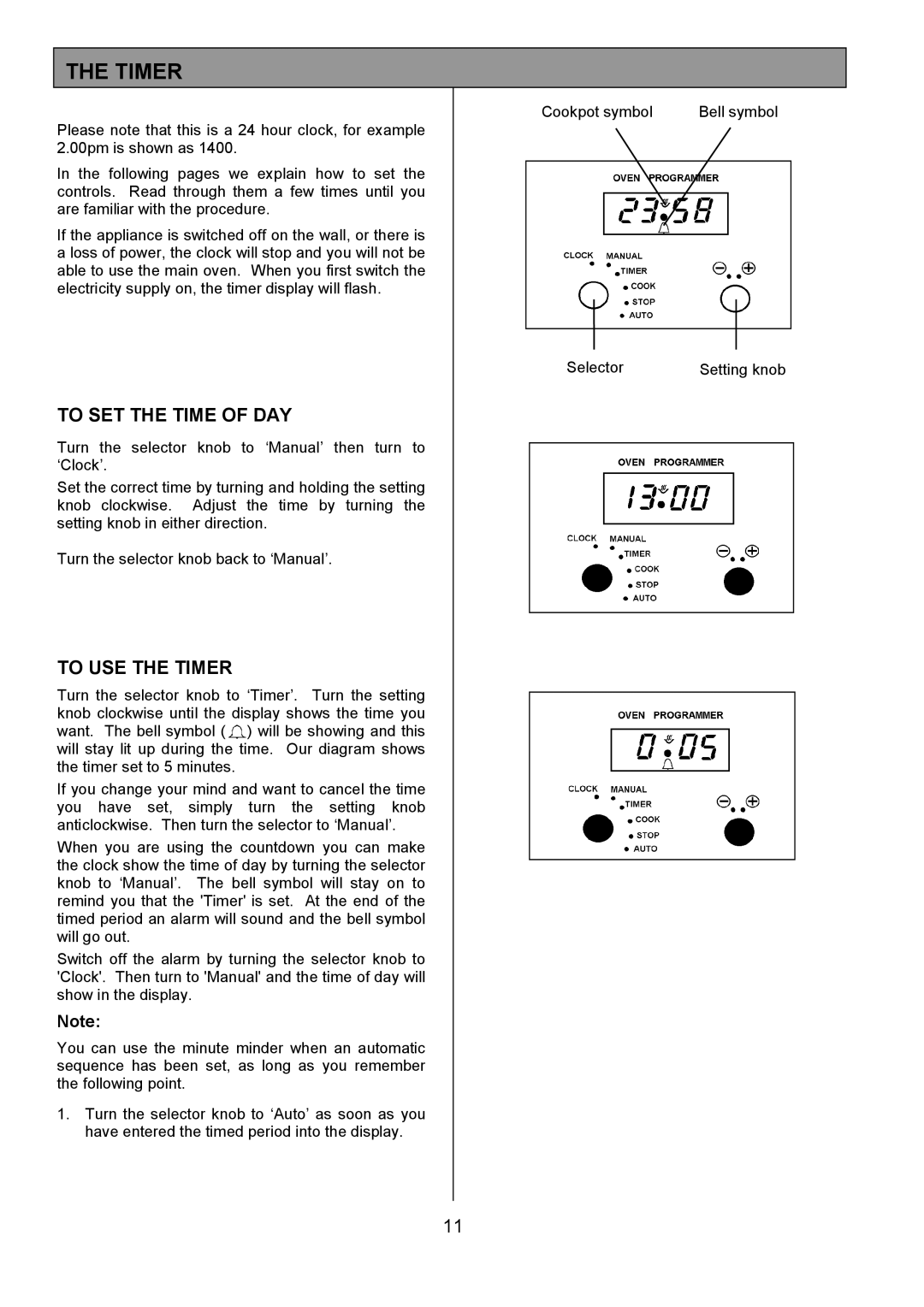 Tricity Bendix SB463 installation instructions To SET the Time of DAY, To USE the Timer 