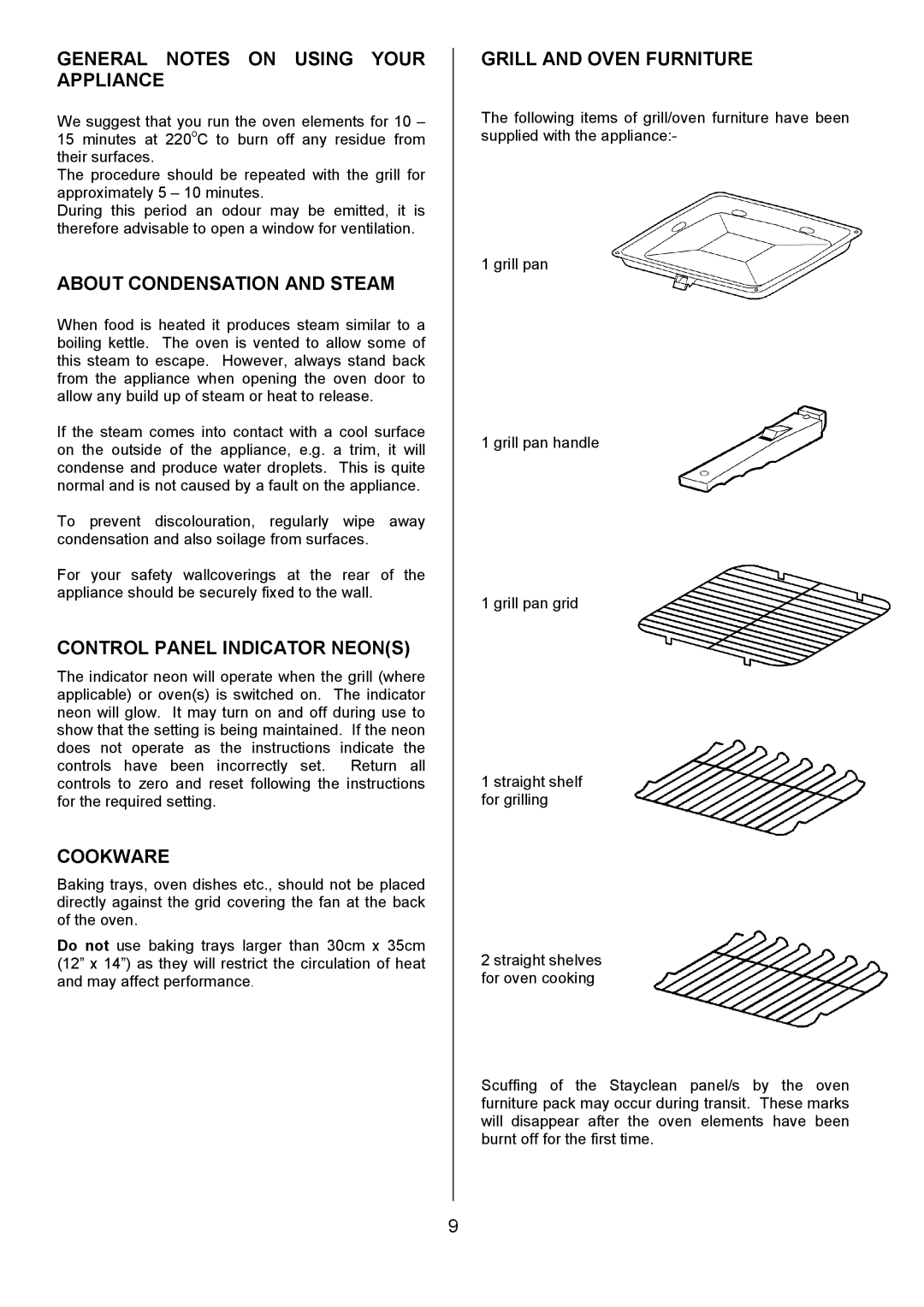 Tricity Bendix SB463 General Notes on Using Your Appliance, About Condensation and Steam, Control Panel Indicator Neons 