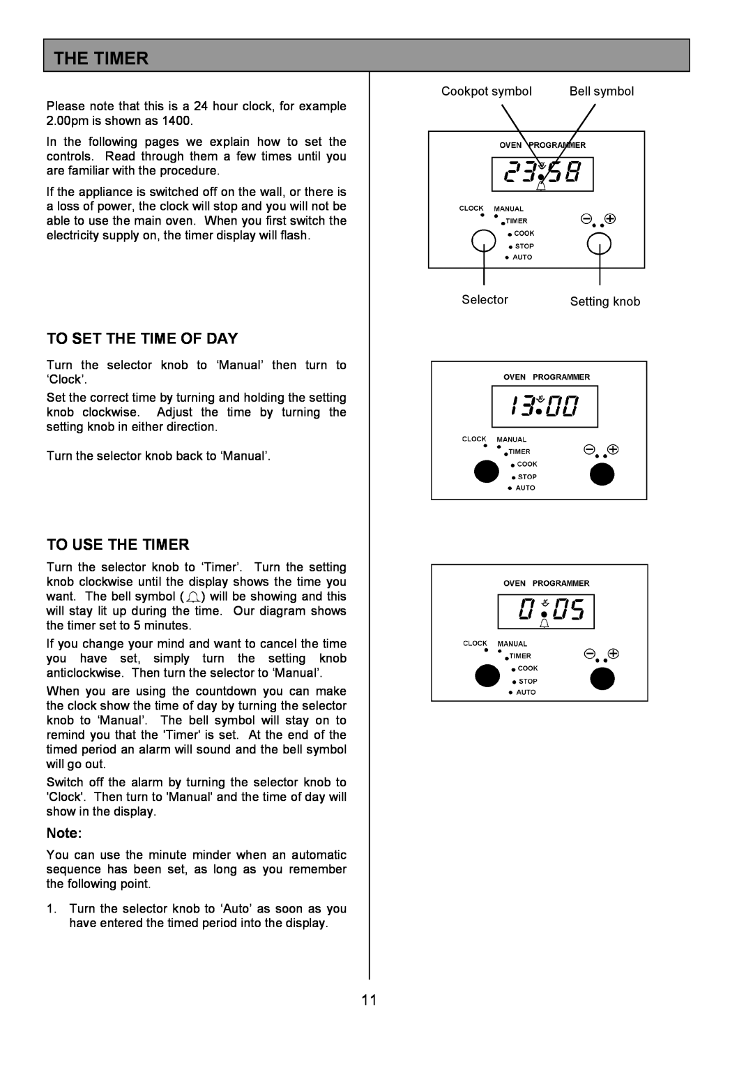 Tricity Bendix SB463 installation instructions To Set The Time Of Day, To Use The Timer 