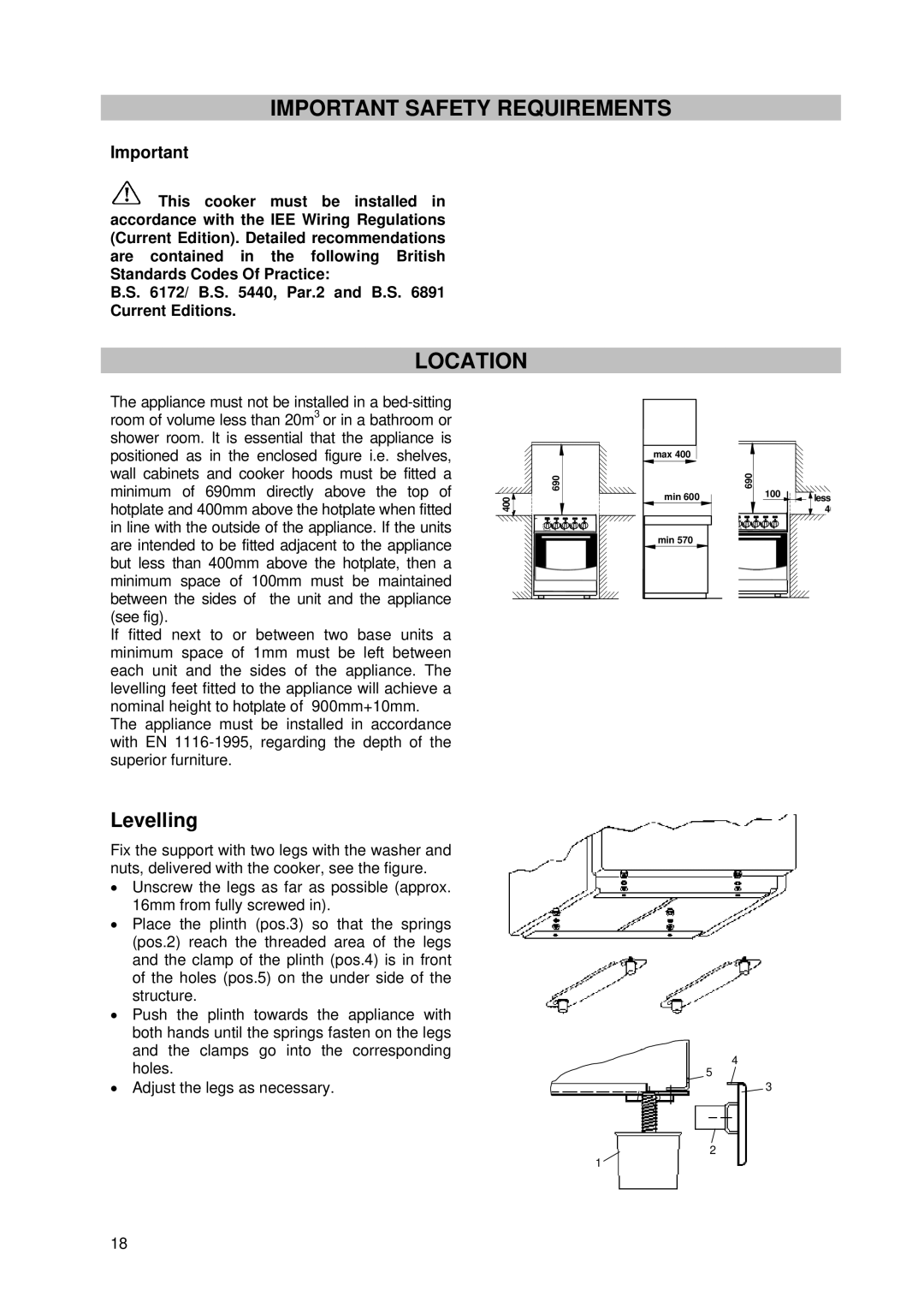 Tricity Bendix SE 210 manual Important Safety Requirements, Location 