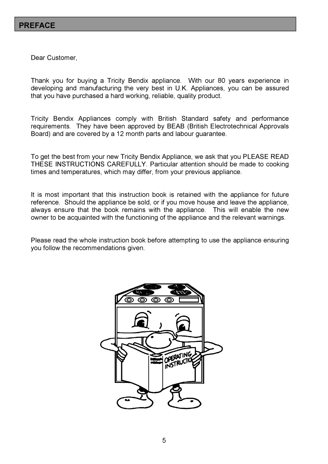 Tricity Bendix SE326 installation instructions Preface 