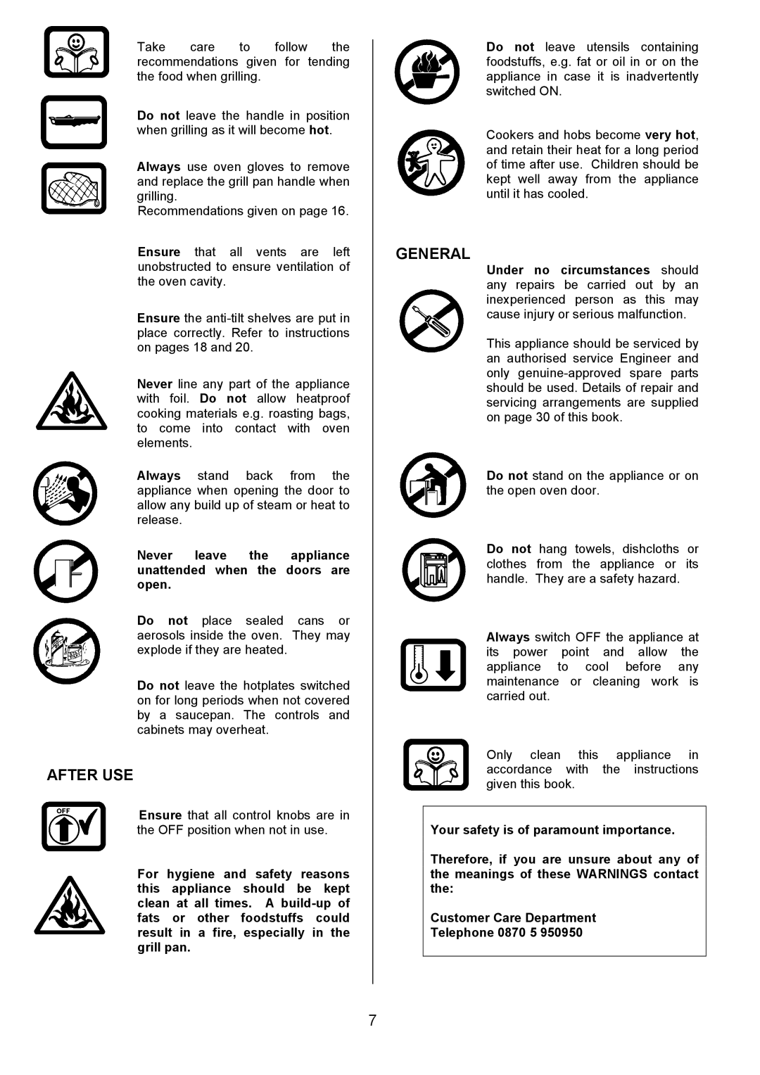 Tricity Bendix SE340 installation instructions After USE, General 