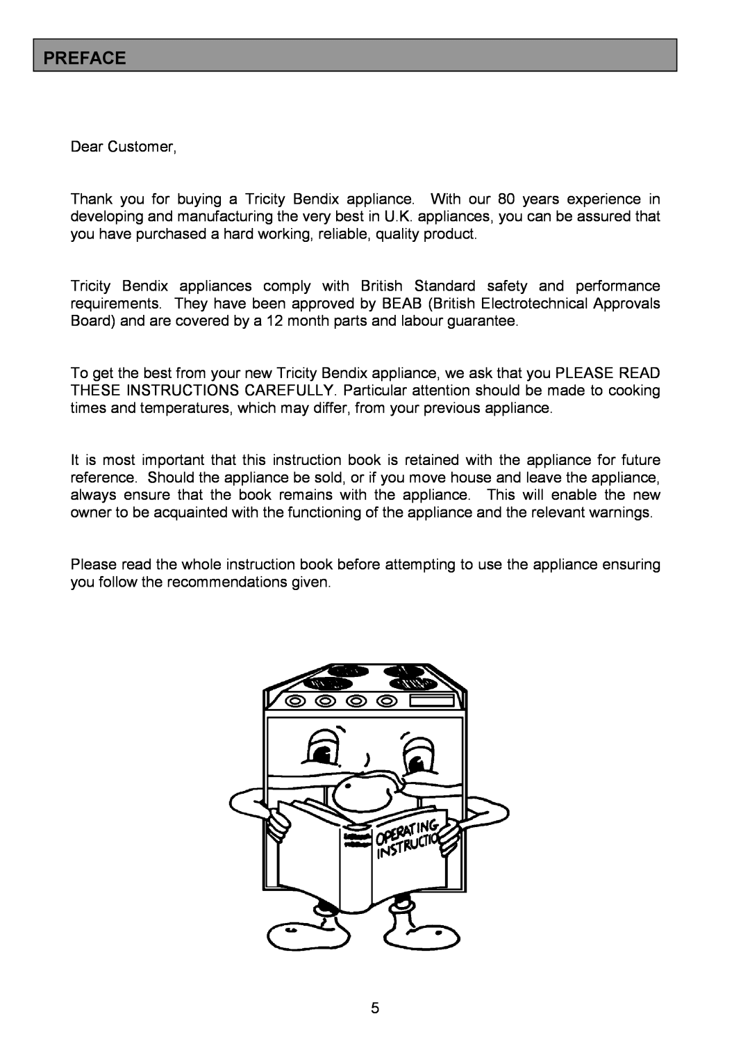 Tricity Bendix SE340 installation instructions Preface 