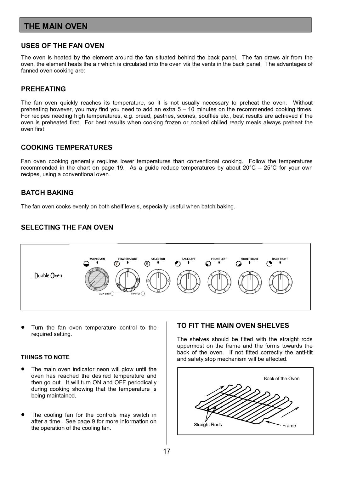 Tricity Bendix SE402 installation instructions Main Oven 