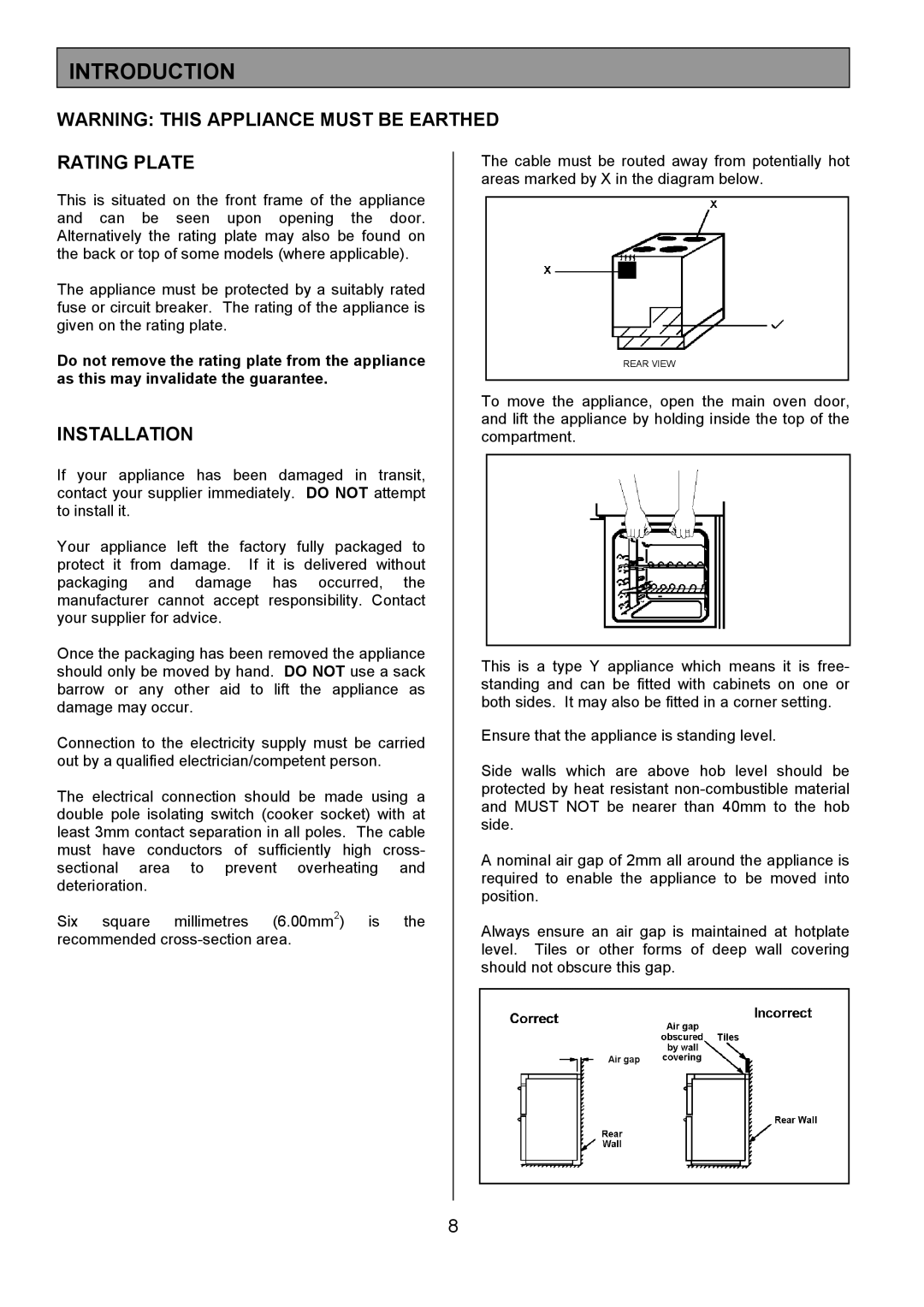 Tricity Bendix SE505 installation instructions Introduction, Rating Plate, Installation 