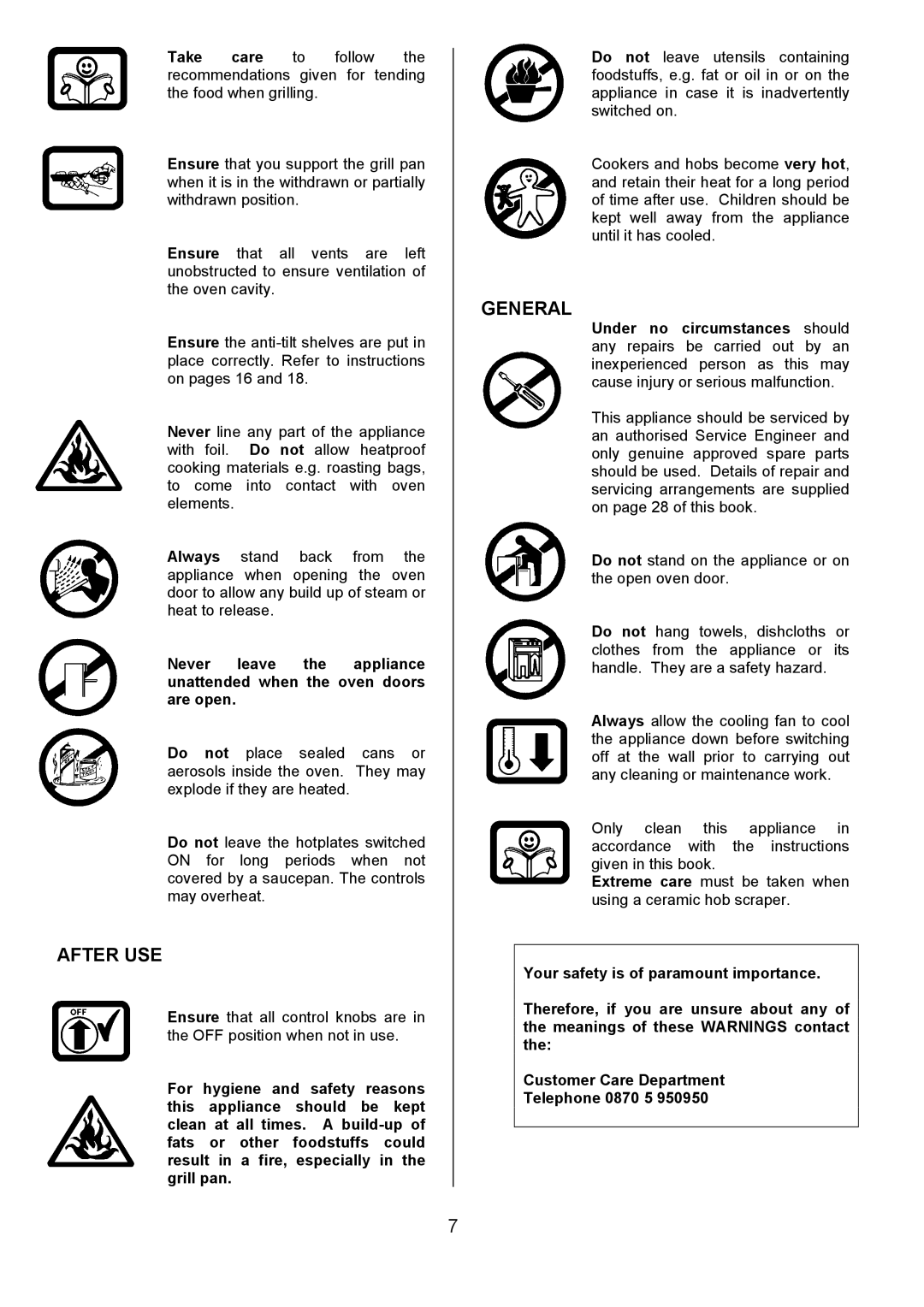 Tricity Bendix SE550 installation instructions After USE, General 