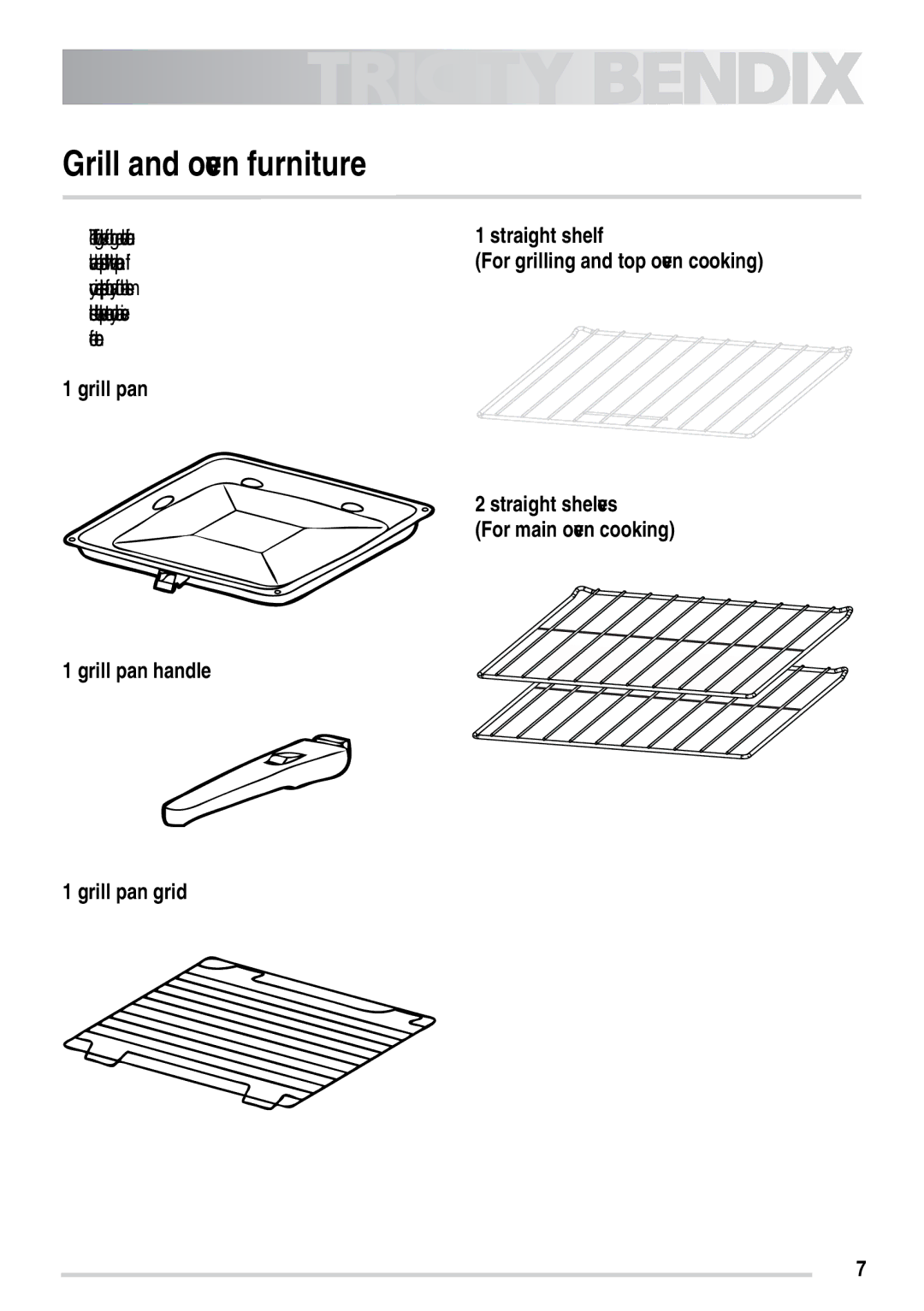 Tricity Bendix SE558 user manual Grill and oven furniture 