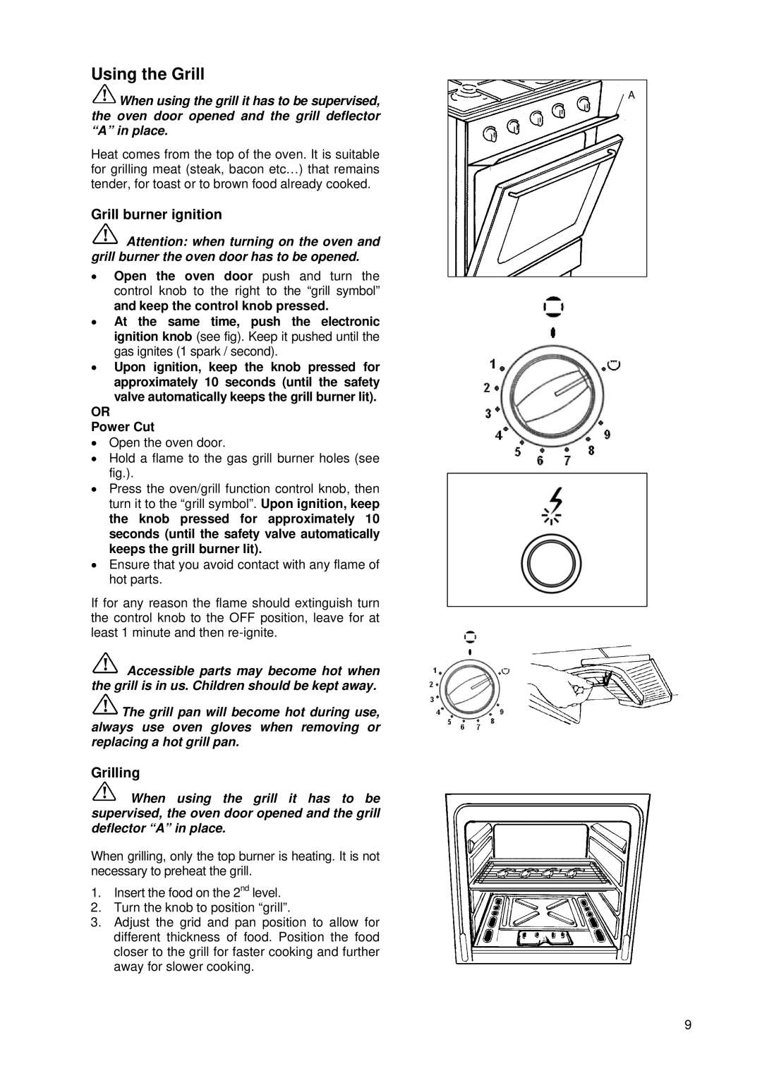 Tricity Bendix SG 210 manual Grill burner ignition, Grilling 