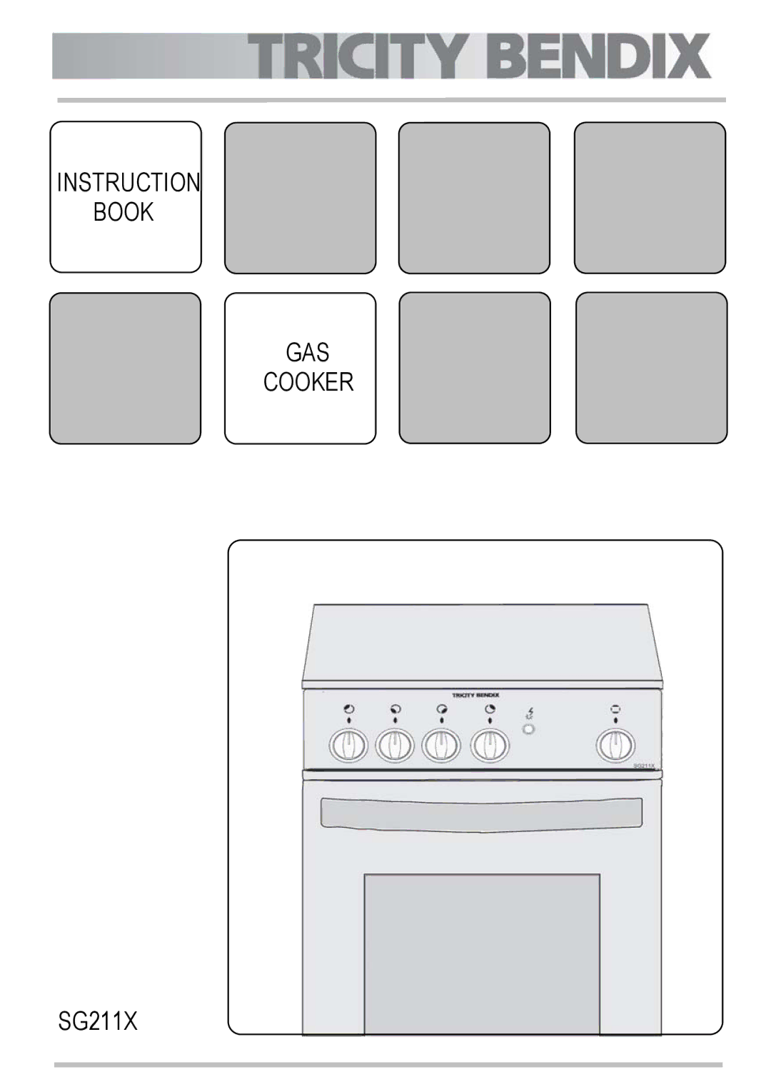 Tricity Bendix SG211X manual Instruction Book GAS Cooker 