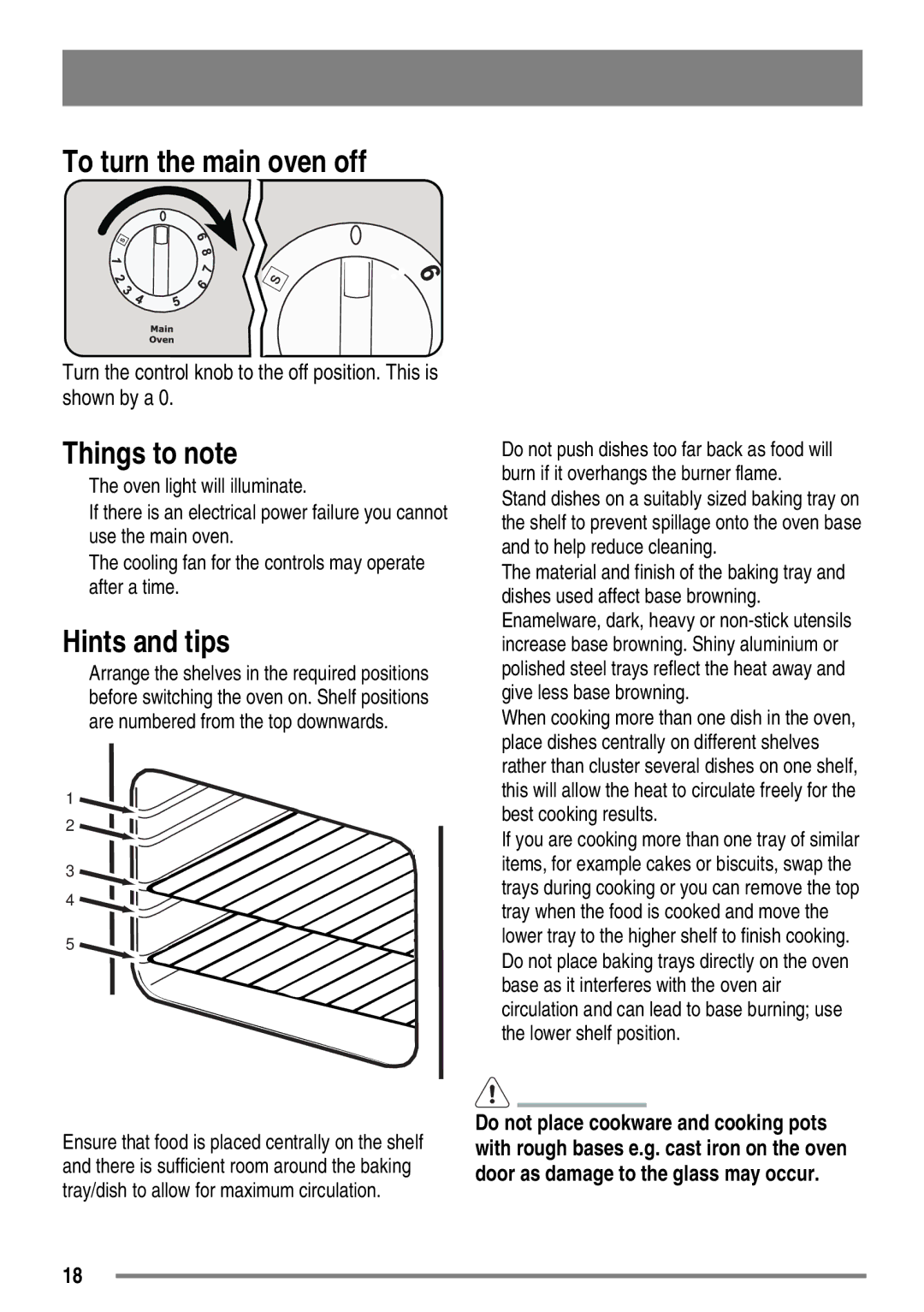 Tricity Bendix SG558/1 user manual To turn the main oven off 