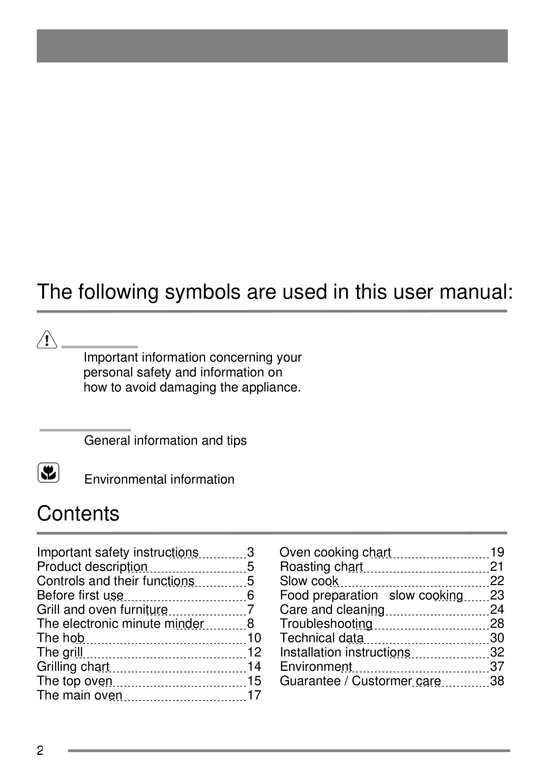 Tricity Bendix SG558/1 user manual Contents 