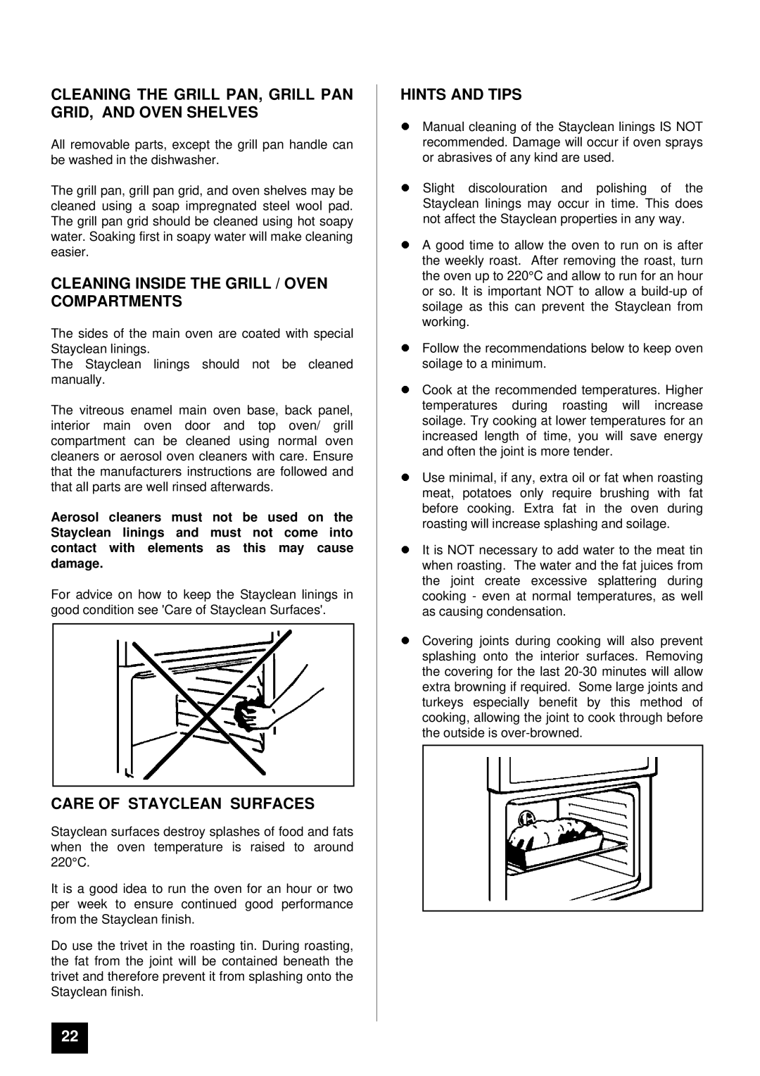 Tricity Bendix SI 055 Cleaning the Grill PAN, Grill PAN GRID, and Oven Shelves, Care of Stayclean Surfaces 