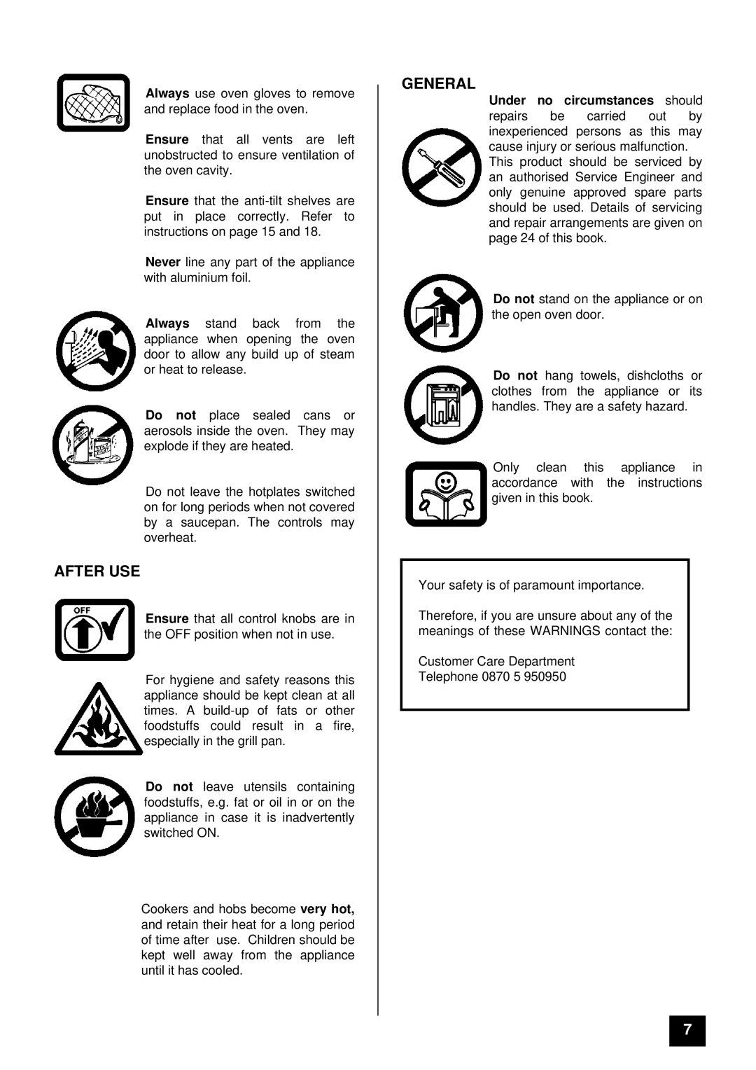 Tricity Bendix SI 055 installation instructions After USE, General 