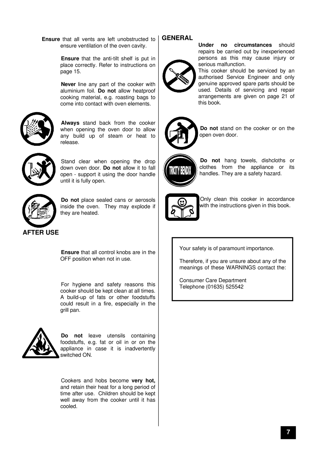 Tricity Bendix SI 221 installation instructions After USE, General 