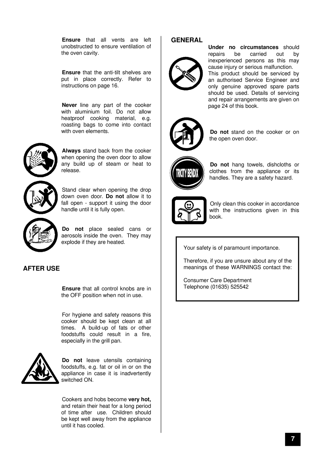 Tricity Bendix SI 251 installation instructions After USE, General 