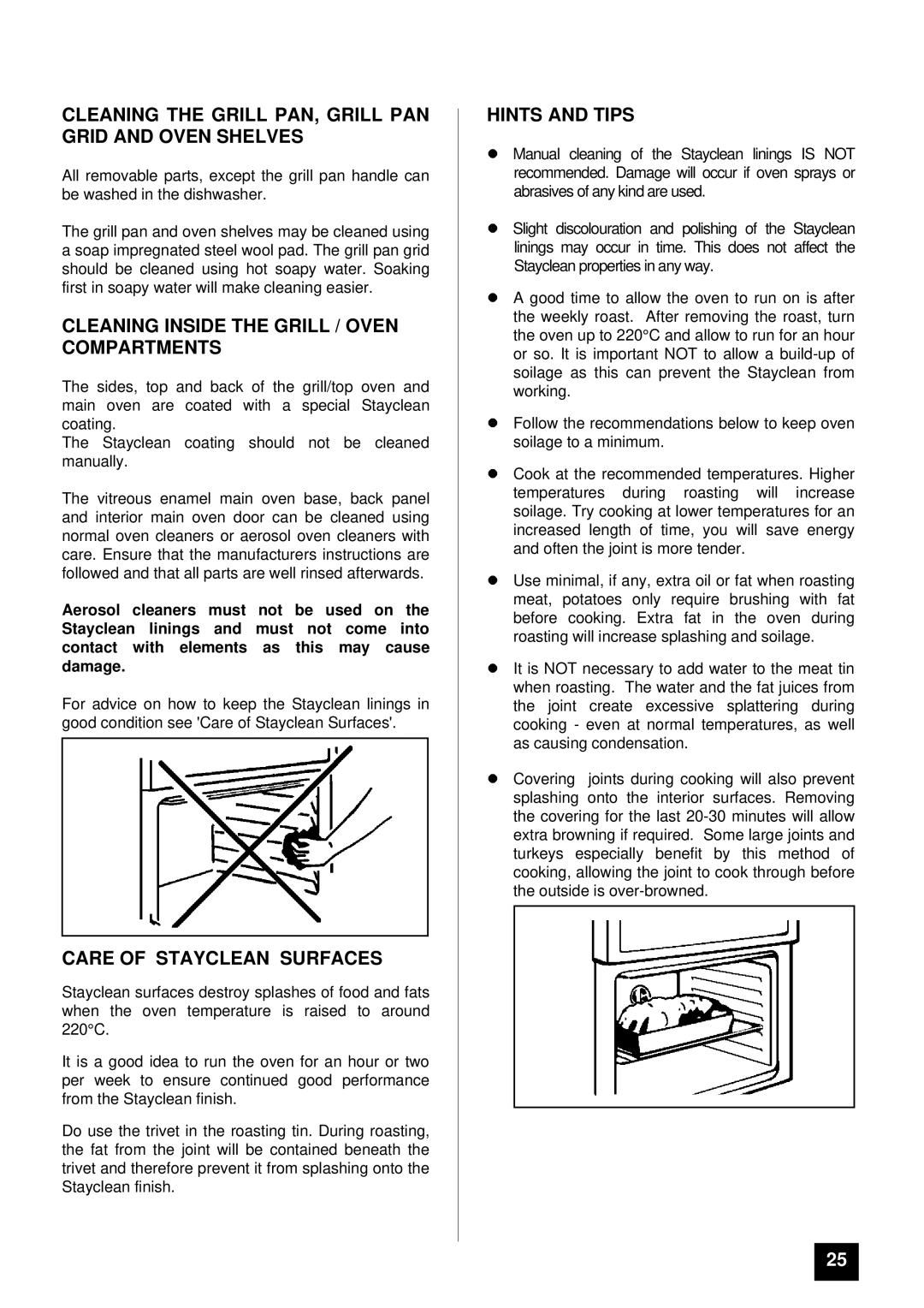 Tricity Bendix SI 322, SI 323 Cleaning the Grill PAN, Grill PAN Grid and Oven Shelves, Care of Stayclean Surfaces 