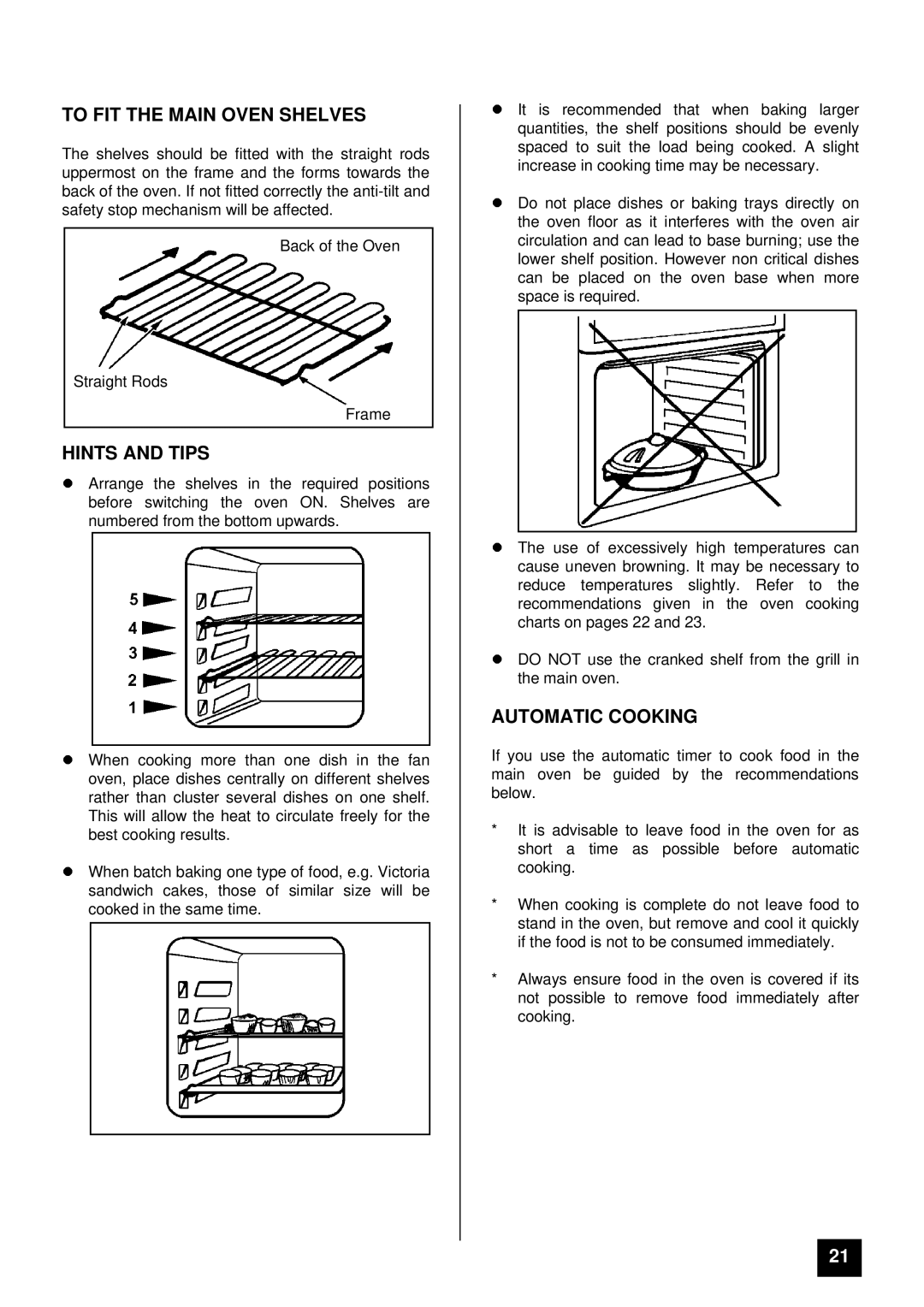 Tricity Bendix SI 400GR installation instructions To FIT the Main Oven Shelves 