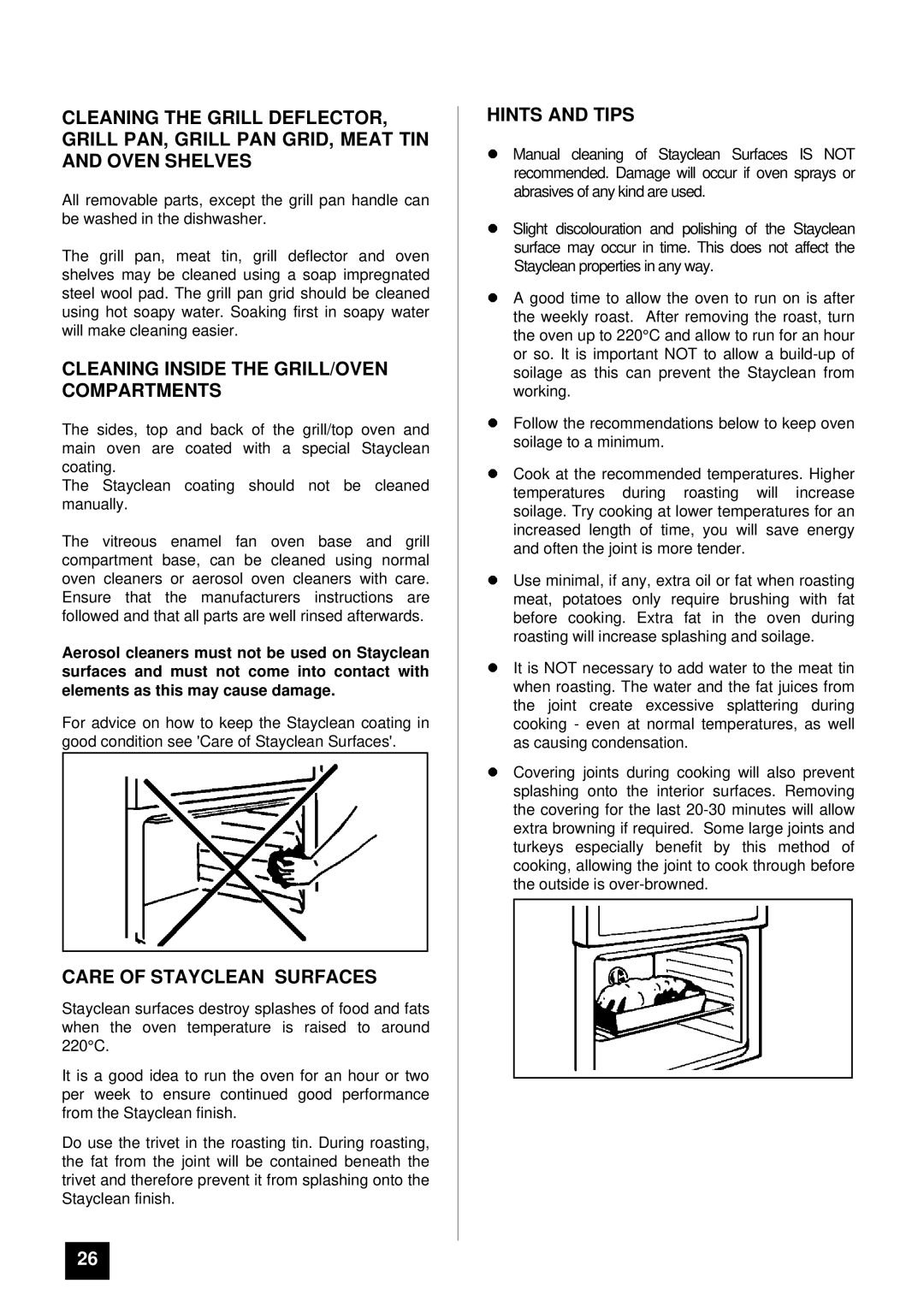 Tricity Bendix SI 400GR installation instructions Cleaning Inside the GRILL/OVEN Compartments, Care of Stayclean Surfaces 