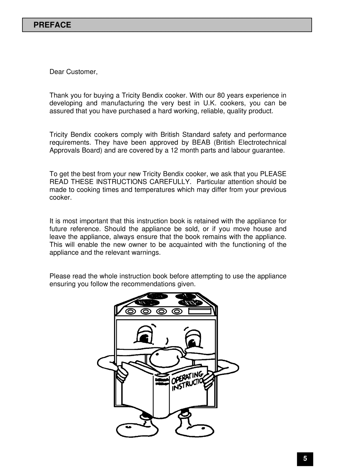 Tricity Bendix SI 400GR installation instructions Preface 