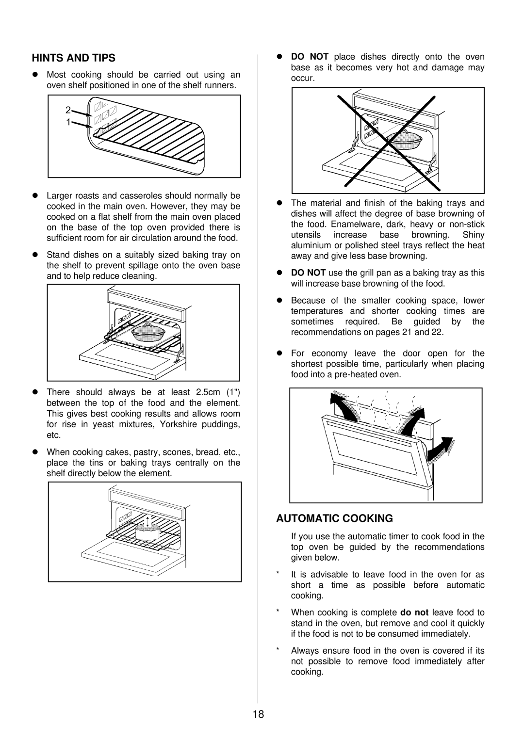 Tricity Bendix SI 453 installation instructions LHINTS and Tips, Automatic Cooking 