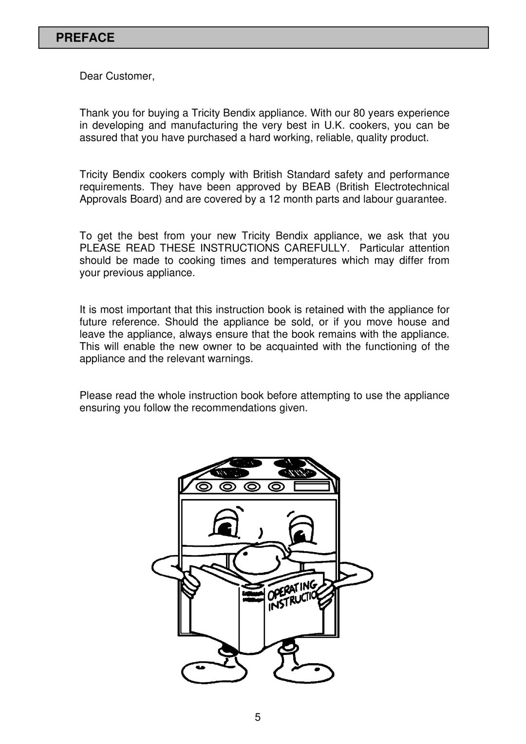 Tricity Bendix SI 453 installation instructions Preface 