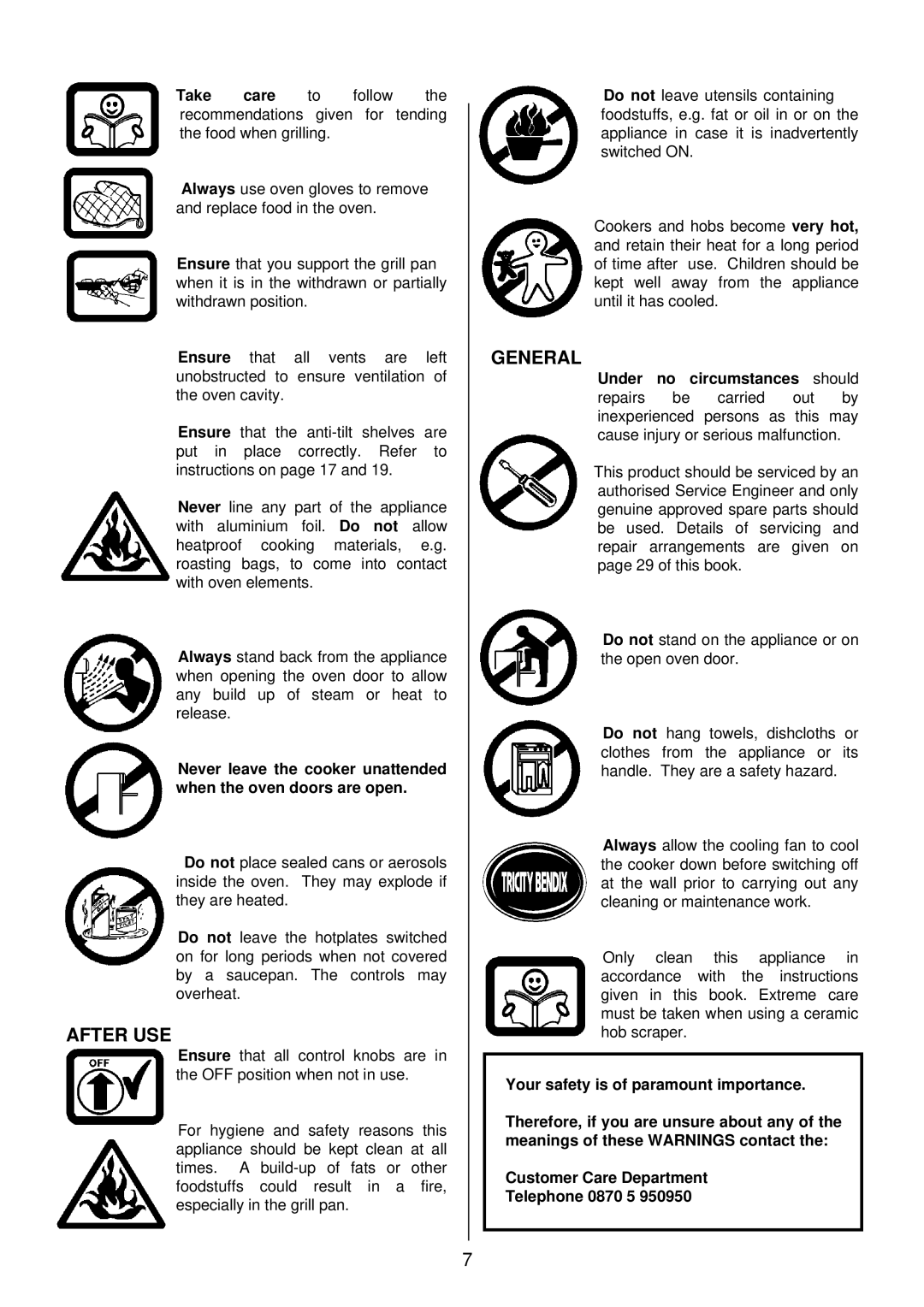 Tricity Bendix SI 453 installation instructions After USE, General 