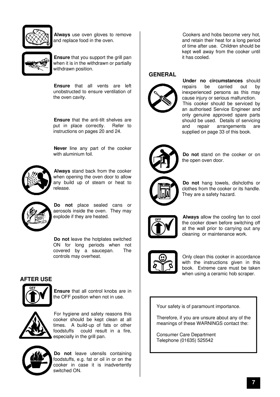 Tricity Bendix SI 535 installation instructions After USE, General 