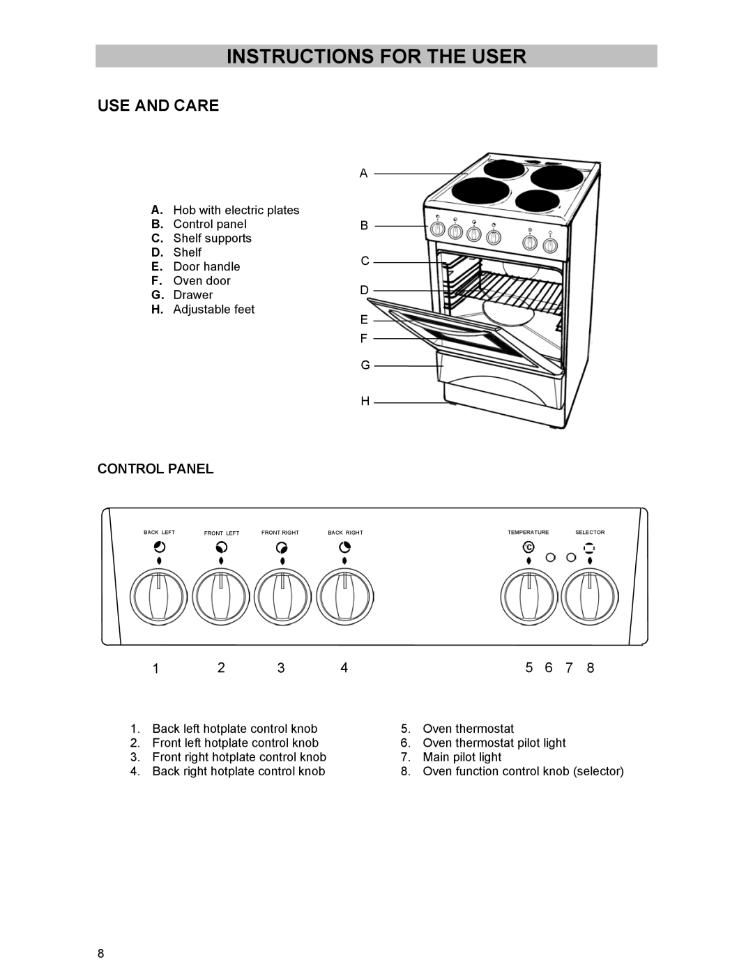 Tricity Bendix SIE 233 manual Instructions for the User, USE and Care 