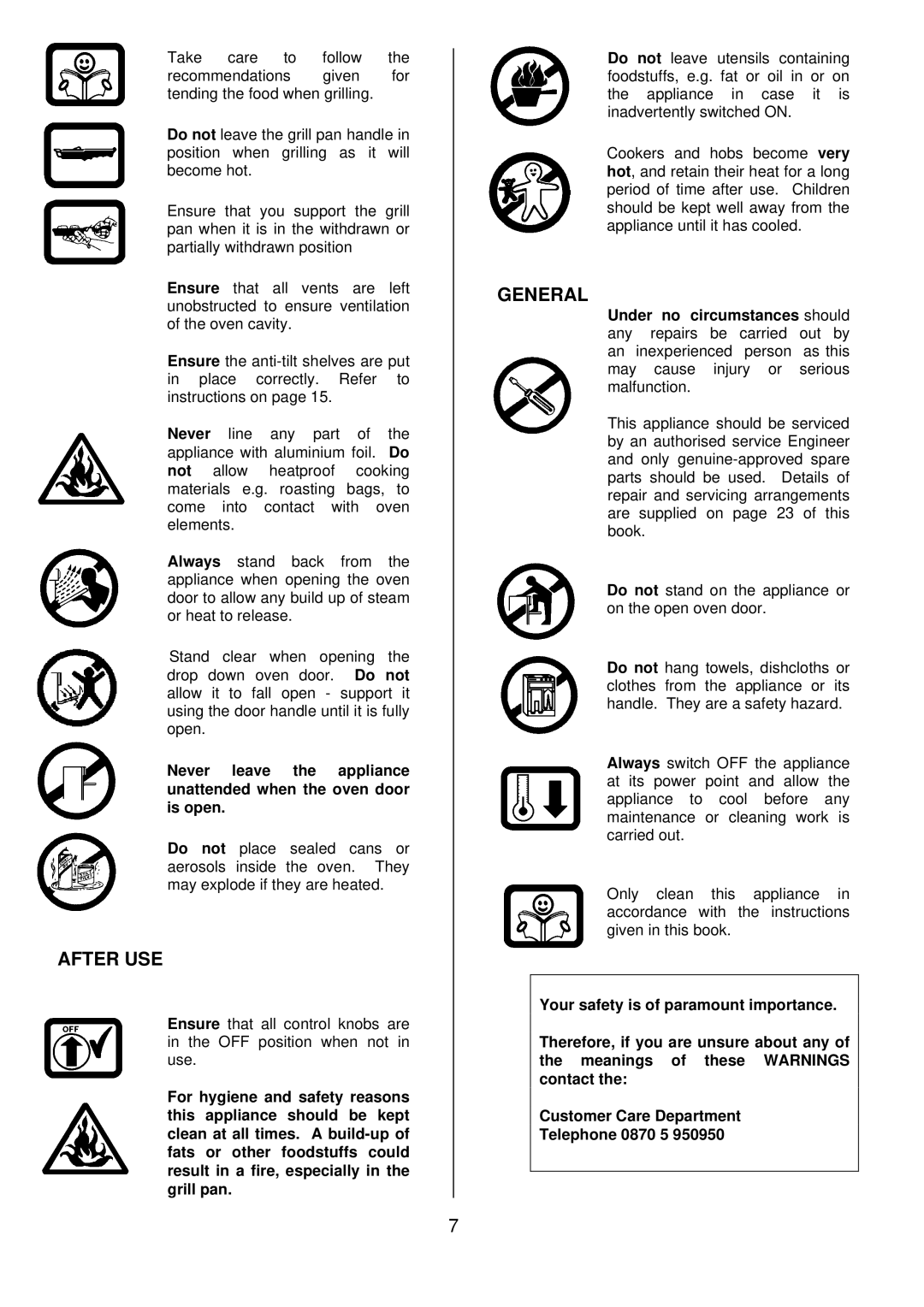 Tricity Bendix SIE 250 installation instructions After USE, General 