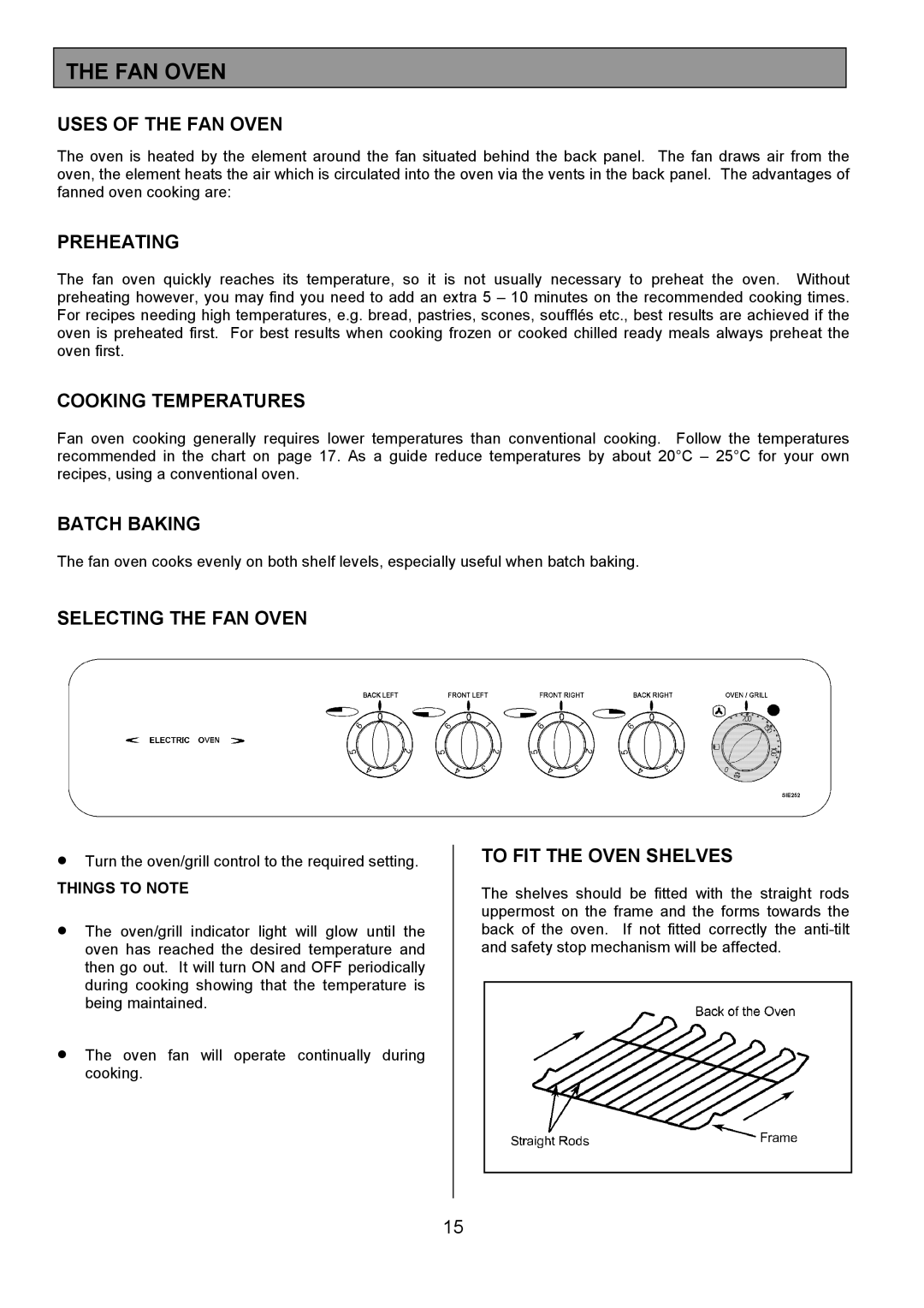 Tricity Bendix SIE 252 installation instructions FAN Oven 