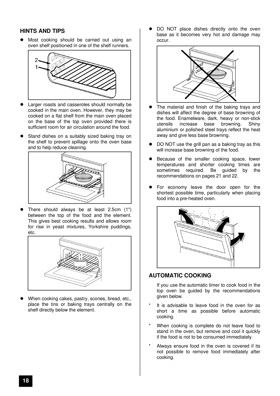 Tricity Bendix SIE 400 installation instructions LHINTS and Tips, Automatic Cooking 