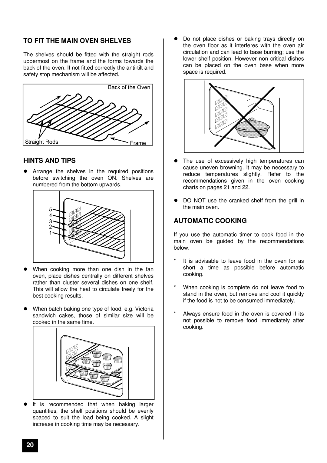 Tricity Bendix SIE 400 installation instructions To FIT the Main Oven Shelves 