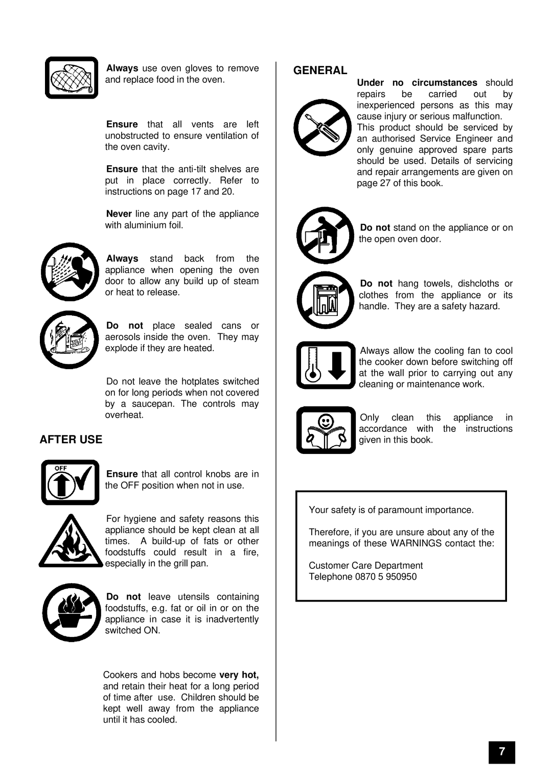 Tricity Bendix SIE 400 installation instructions After USE, General 