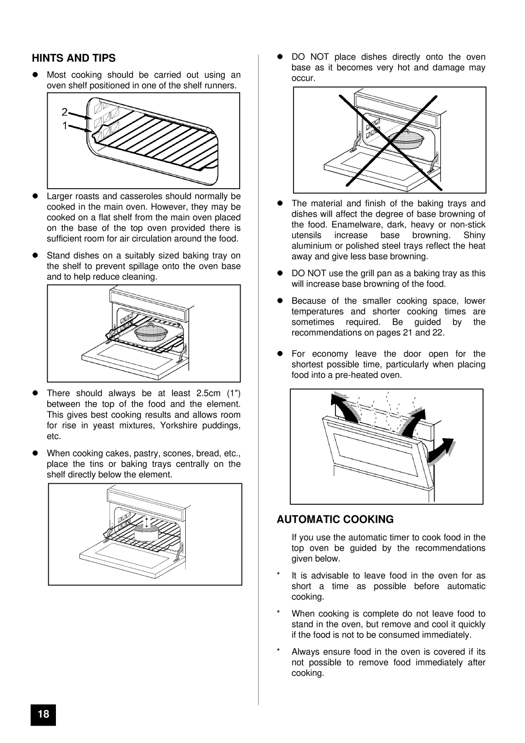 Tricity Bendix SIE 459 installation instructions LHINTS and Tips, Automatic Cooking 