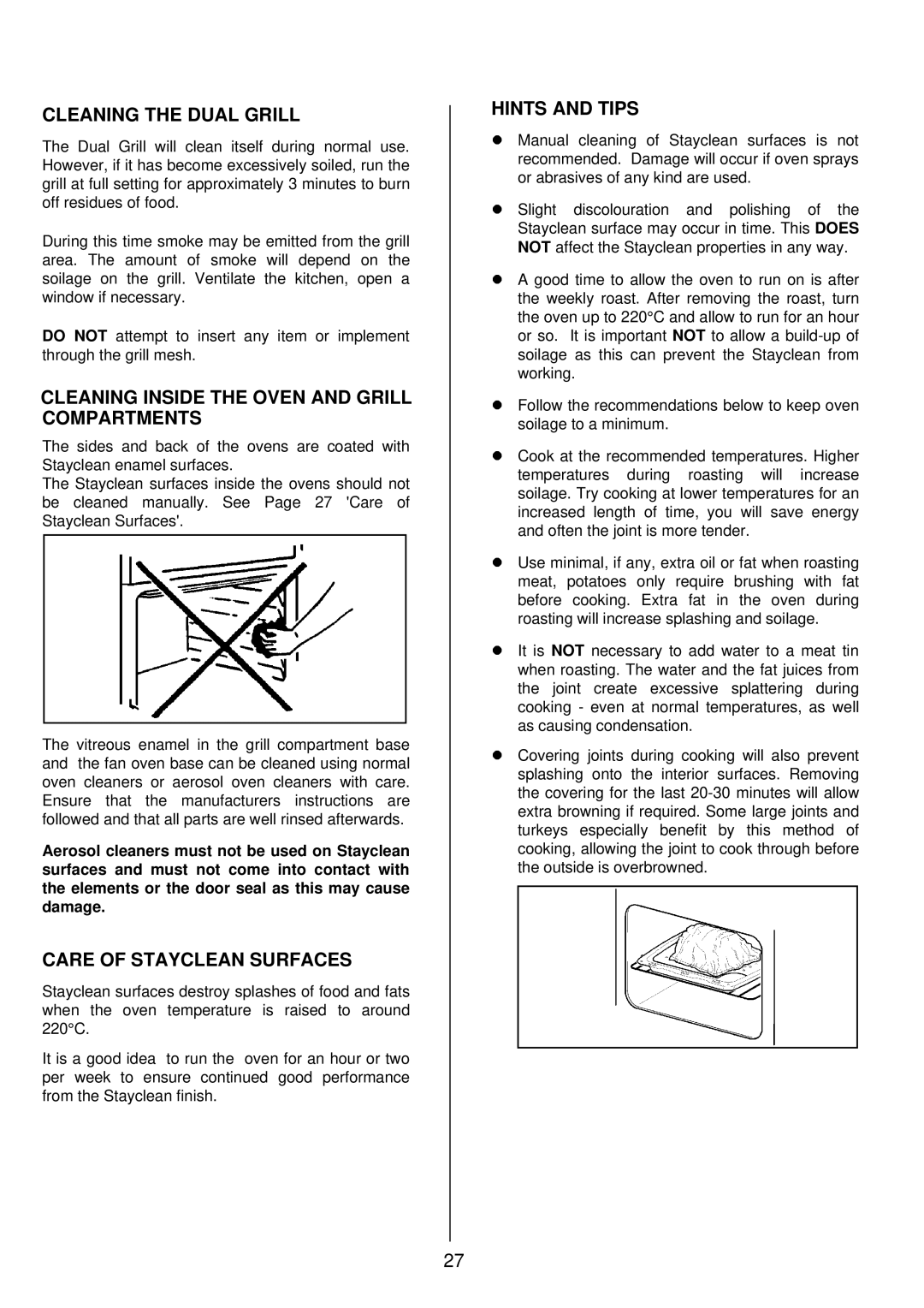 Tricity Bendix SIE 532 installation instructions Cleaning the Dual Grill, Cleaning Inside the Oven and Grill Compartments 