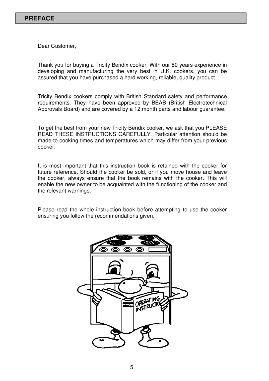 Tricity Bendix SIE 532 installation instructions Preface 