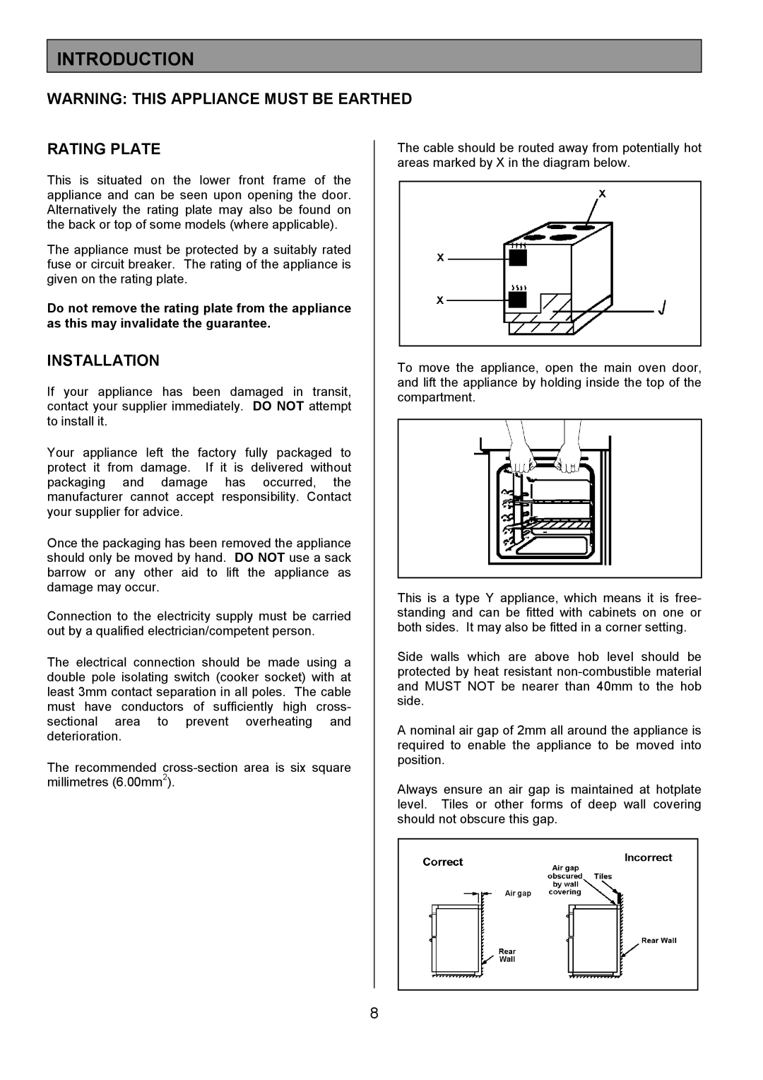 Tricity Bendix SIE056 installation instructions Introduction, Rating Plate, Installation 