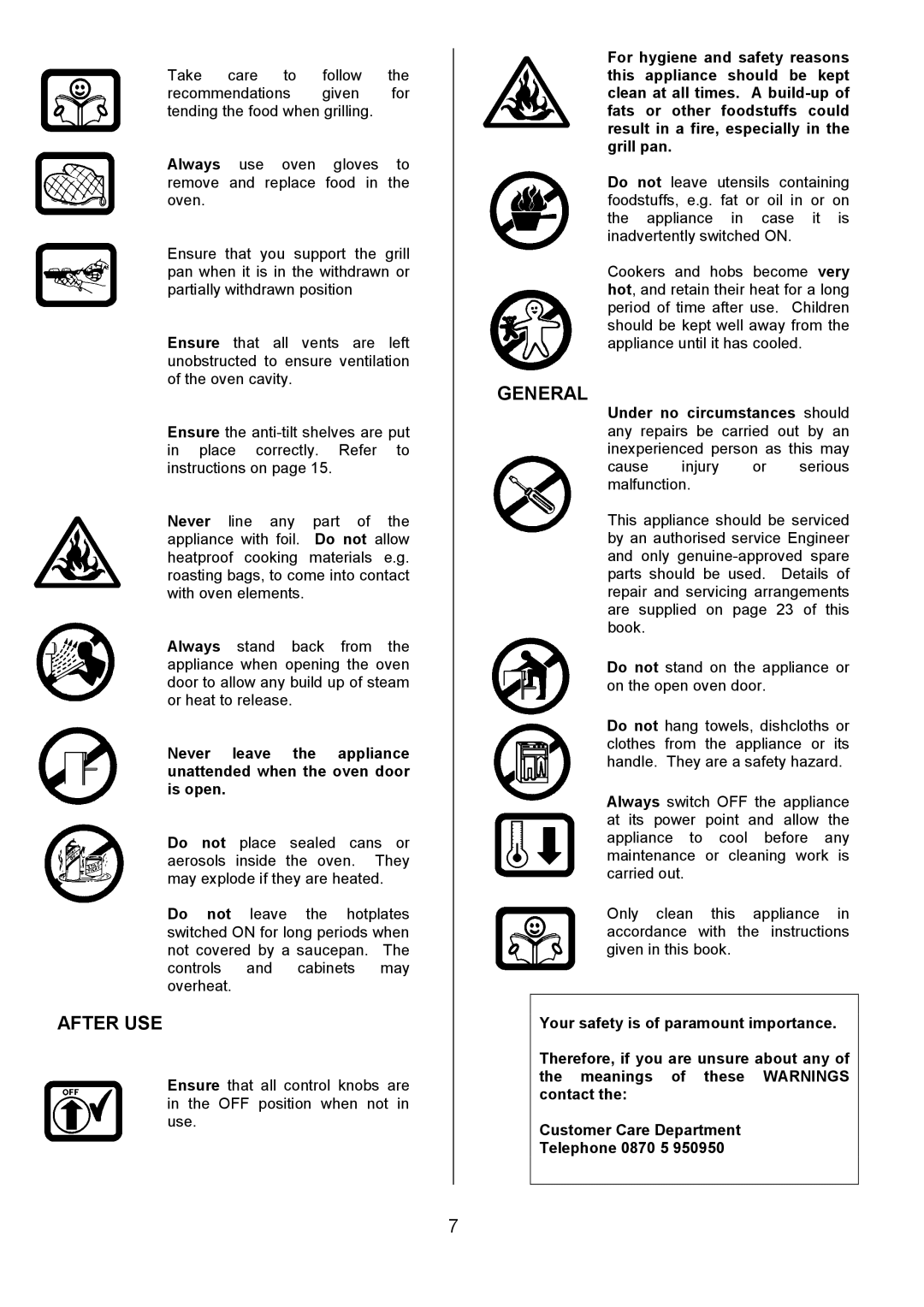 Tricity Bendix SIE305 installation instructions After USE, General 