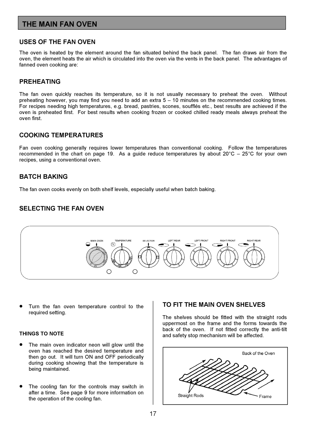 Tricity Bendix SIE401 installation instructions Main FAN Oven 