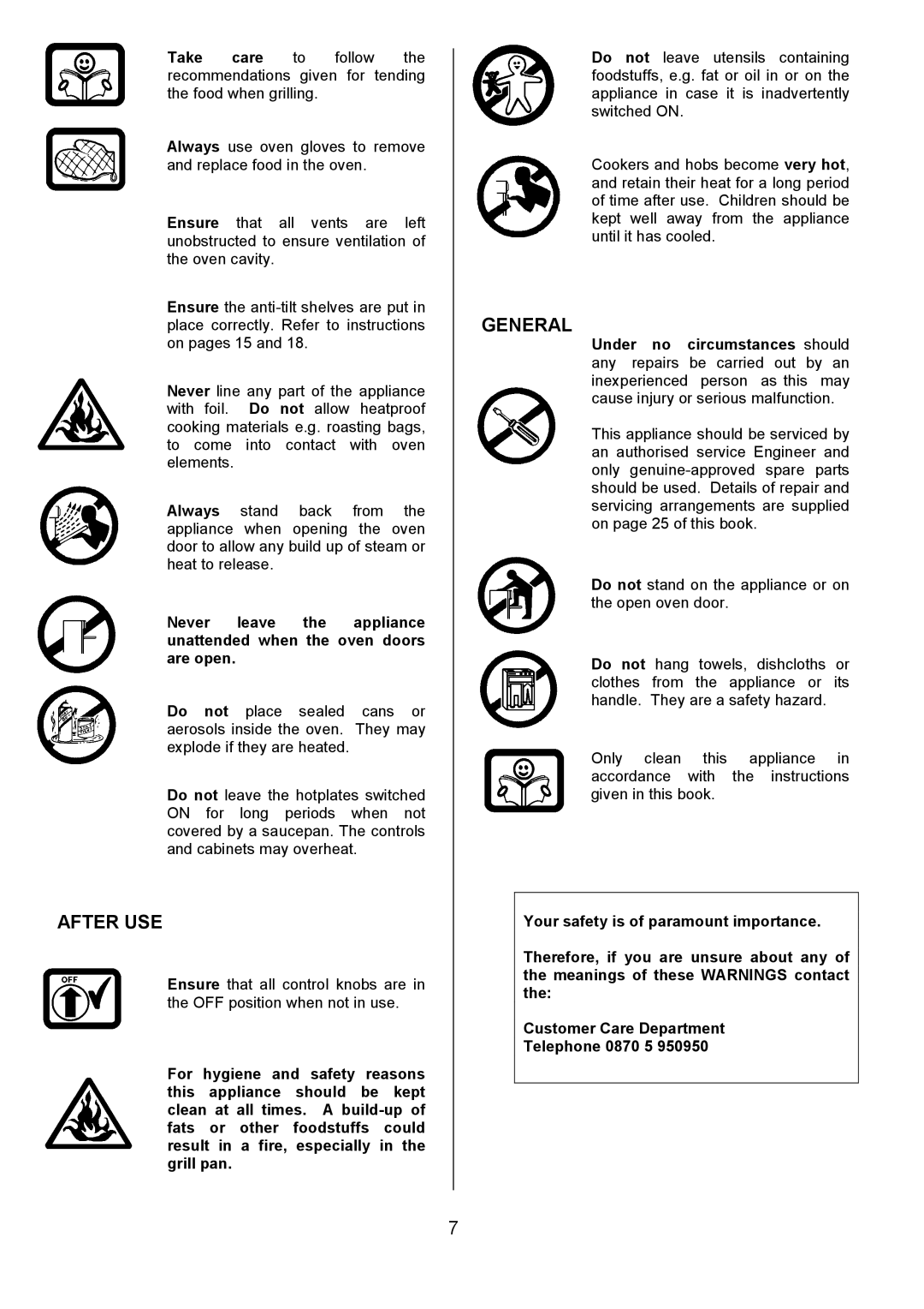 Tricity Bendix SIE401 installation instructions After USE, General 