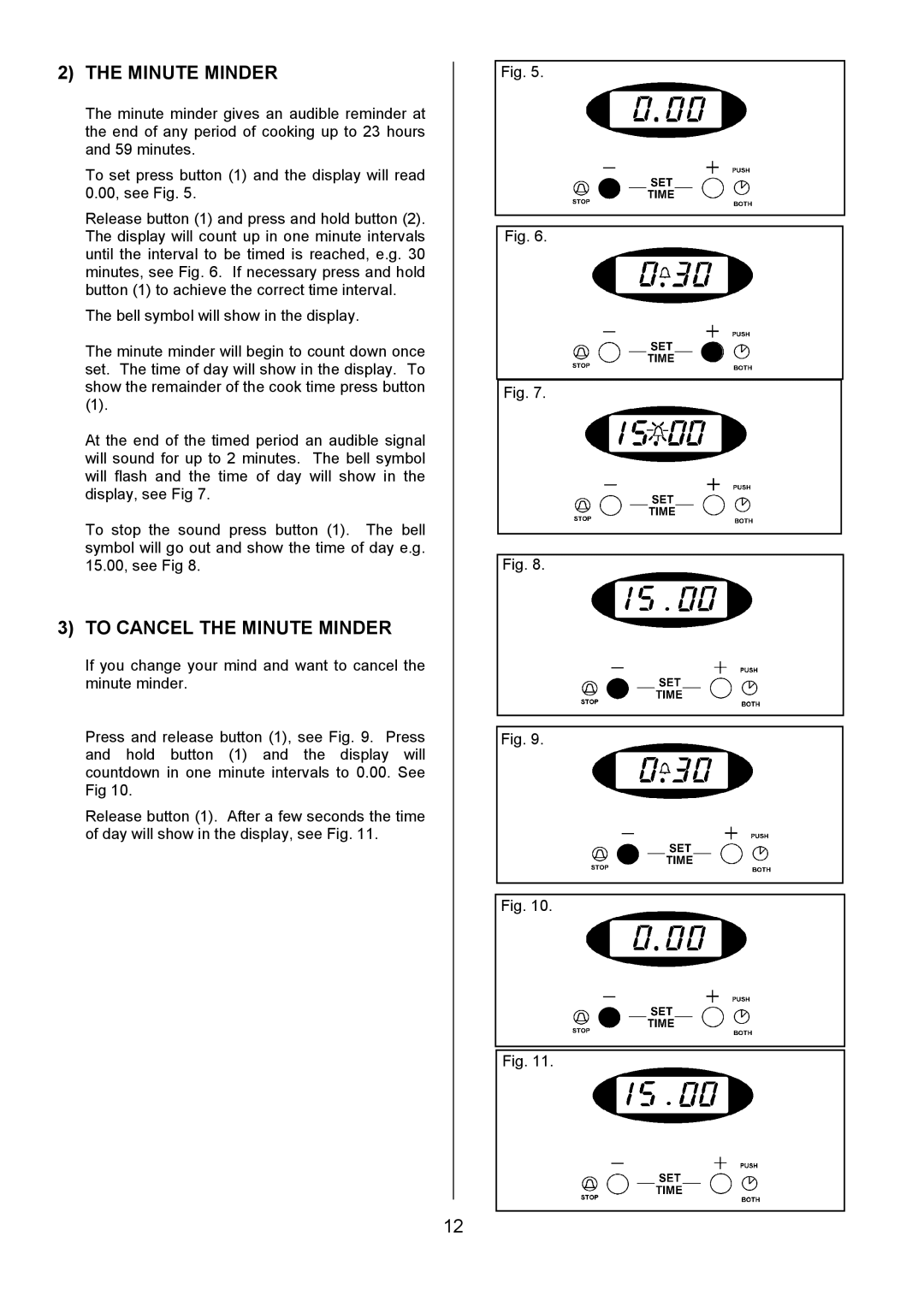 Tricity Bendix SIE424 installation instructions To Cancel the Minute Minder 