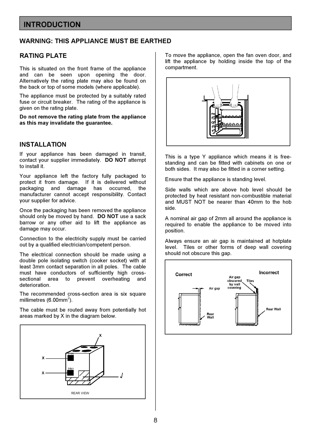 Tricity Bendix SIE505X installation instructions Introduction, Rating Plate, Installation 