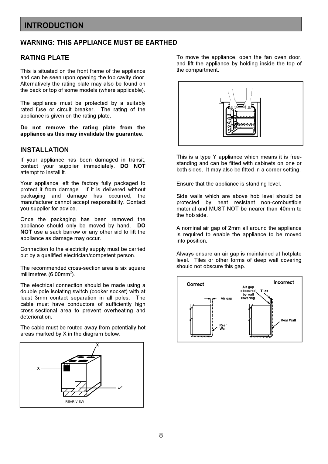 Tricity Bendix SIE514 installation instructions Introduction, Rating Plate, Installation 