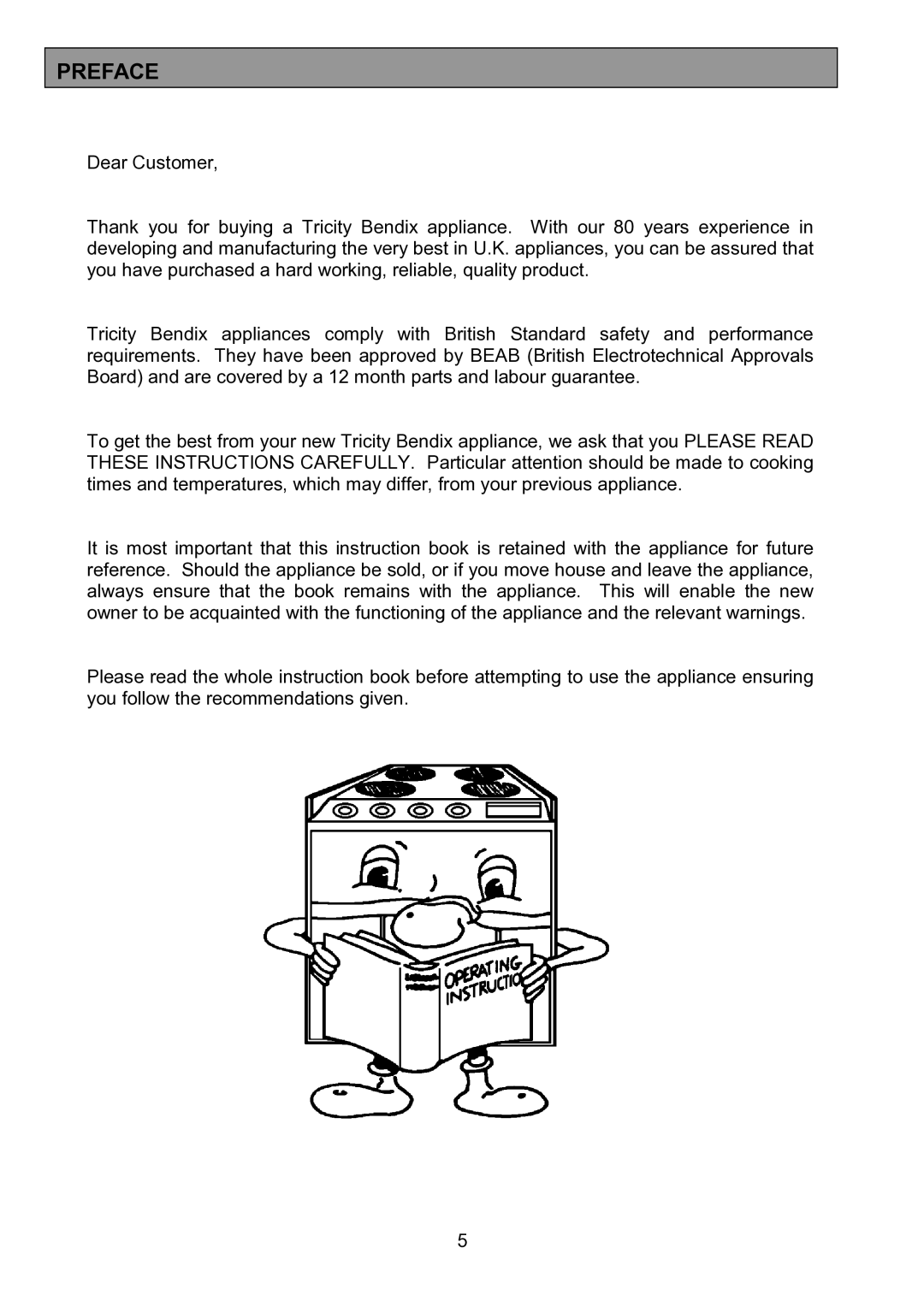 Tricity Bendix SIE531 installation instructions Preface 