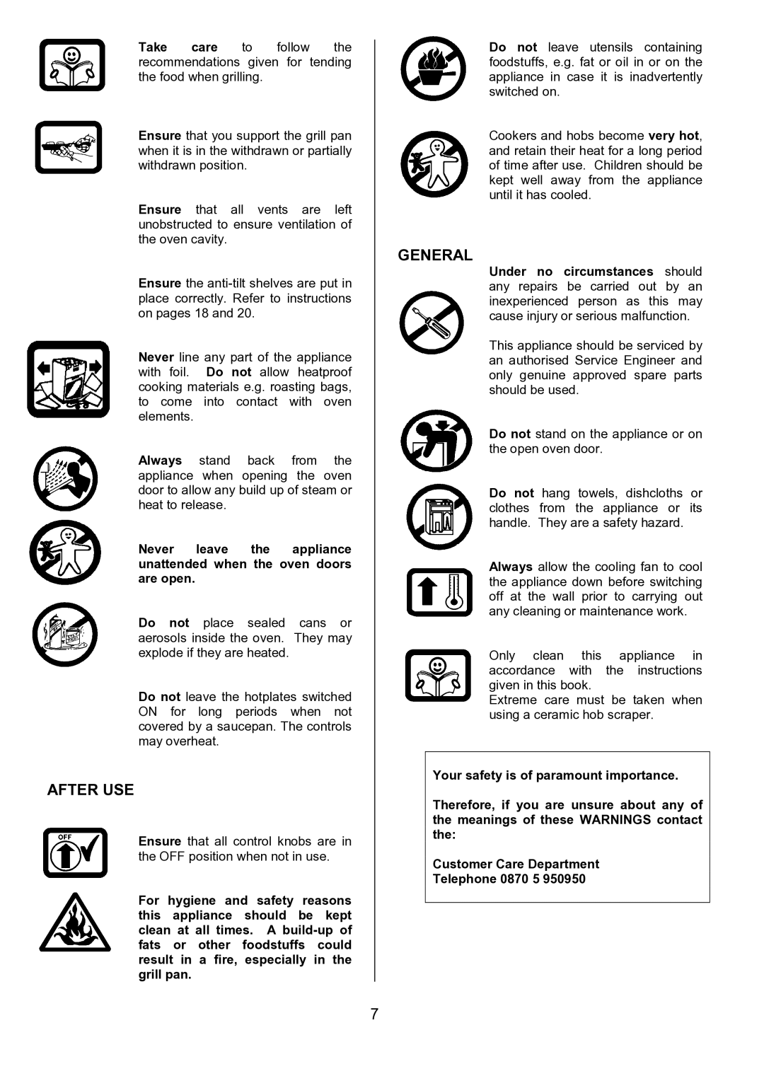 Tricity Bendix SIE531 installation instructions After USE, General 