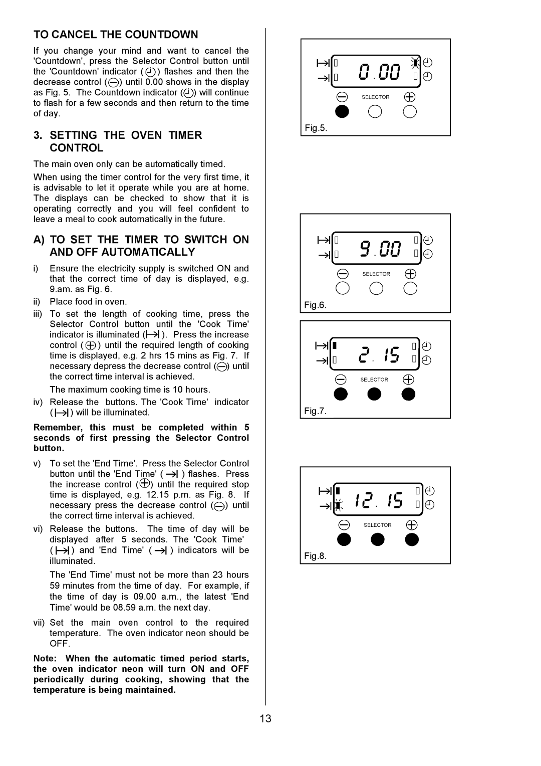 Tricity Bendix SIE555 installation instructions To Cancel the Countdown, Setting the Oven Timer Control 