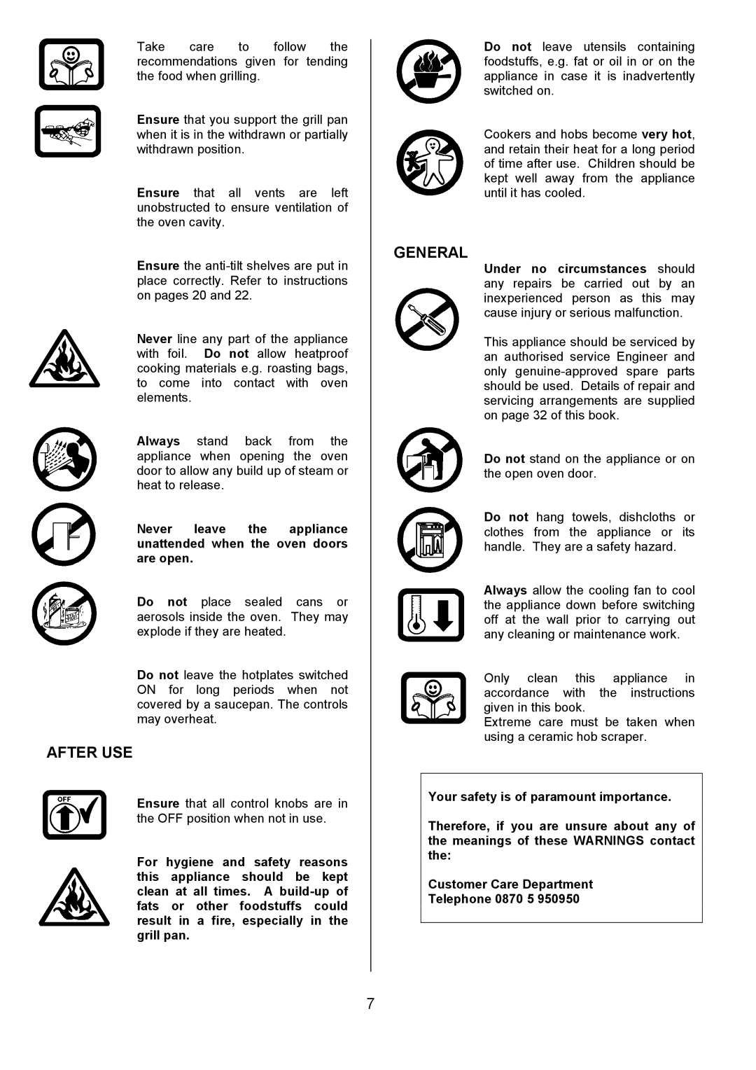 Tricity Bendix SIE555 installation instructions After USE, General 